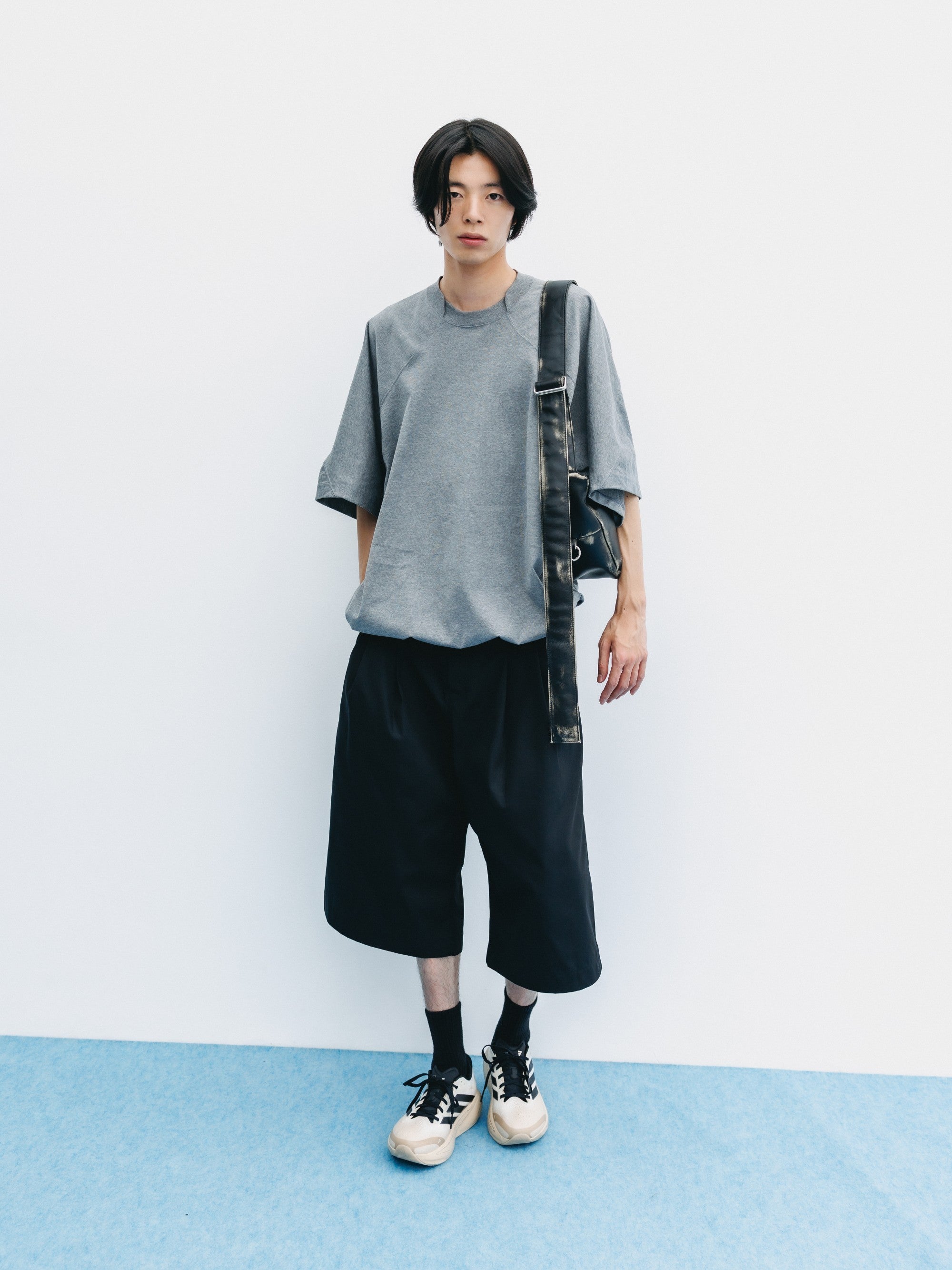 【6.6 SAT 20:00- IN STOCK】T/C GABARDINE CITY BAGGY HALF PANTS (BLACK)