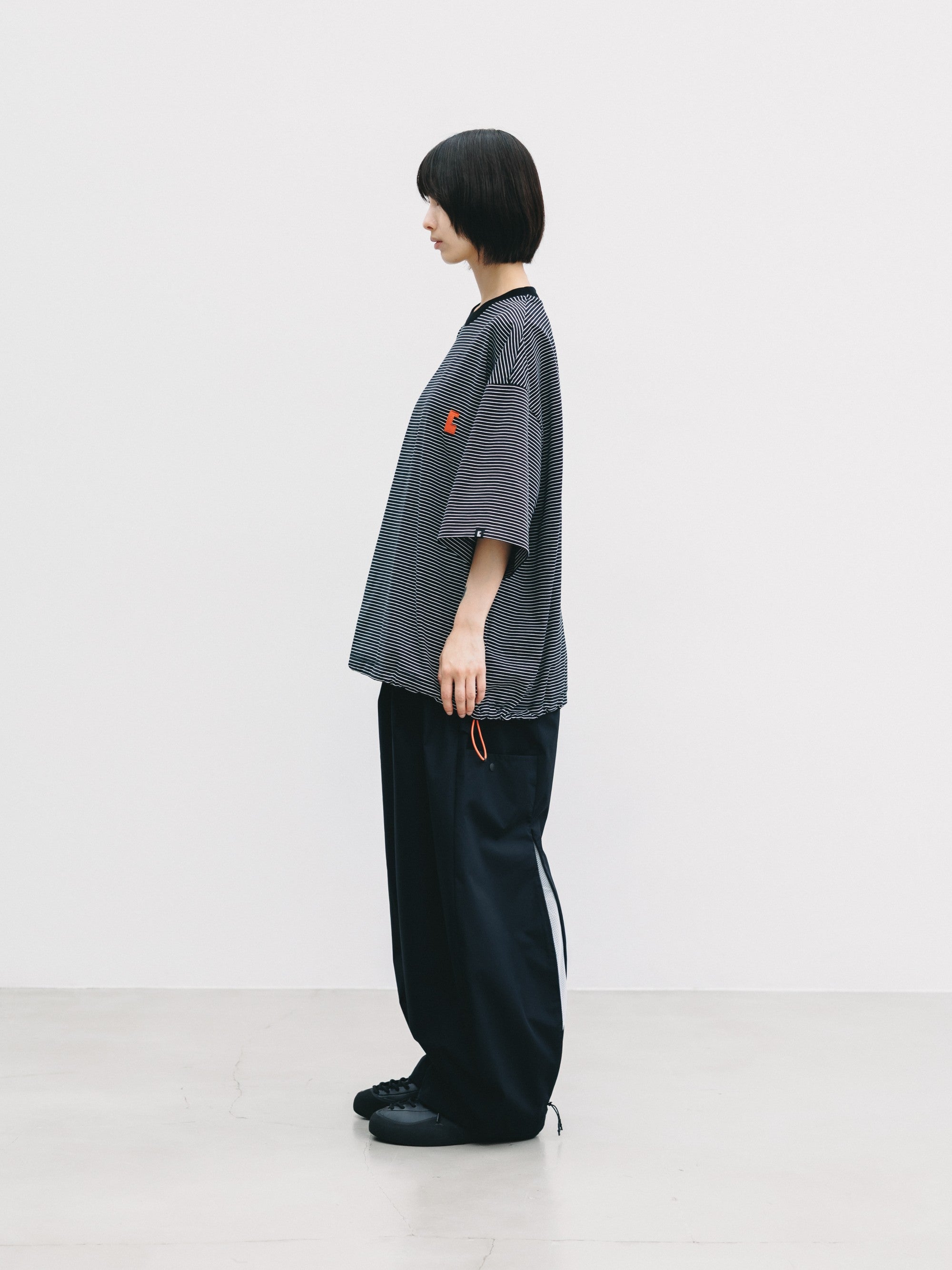【6.13 SAT 20:00- IN STOCK】"C×CONCEPT" STRIPED S/S T-SHIRT WITH DRAWSTRINGS (BLACK×WHITE)