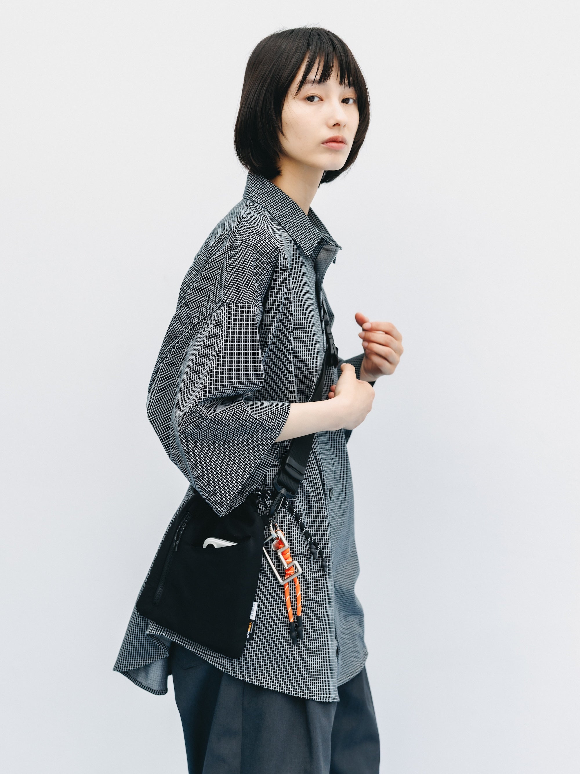 【6.17 WED 20:00- IN STOCK】MINI GRID CHECK 36G KNIT EVERYDAY S/S SHIRT (BLACK×WHITE)