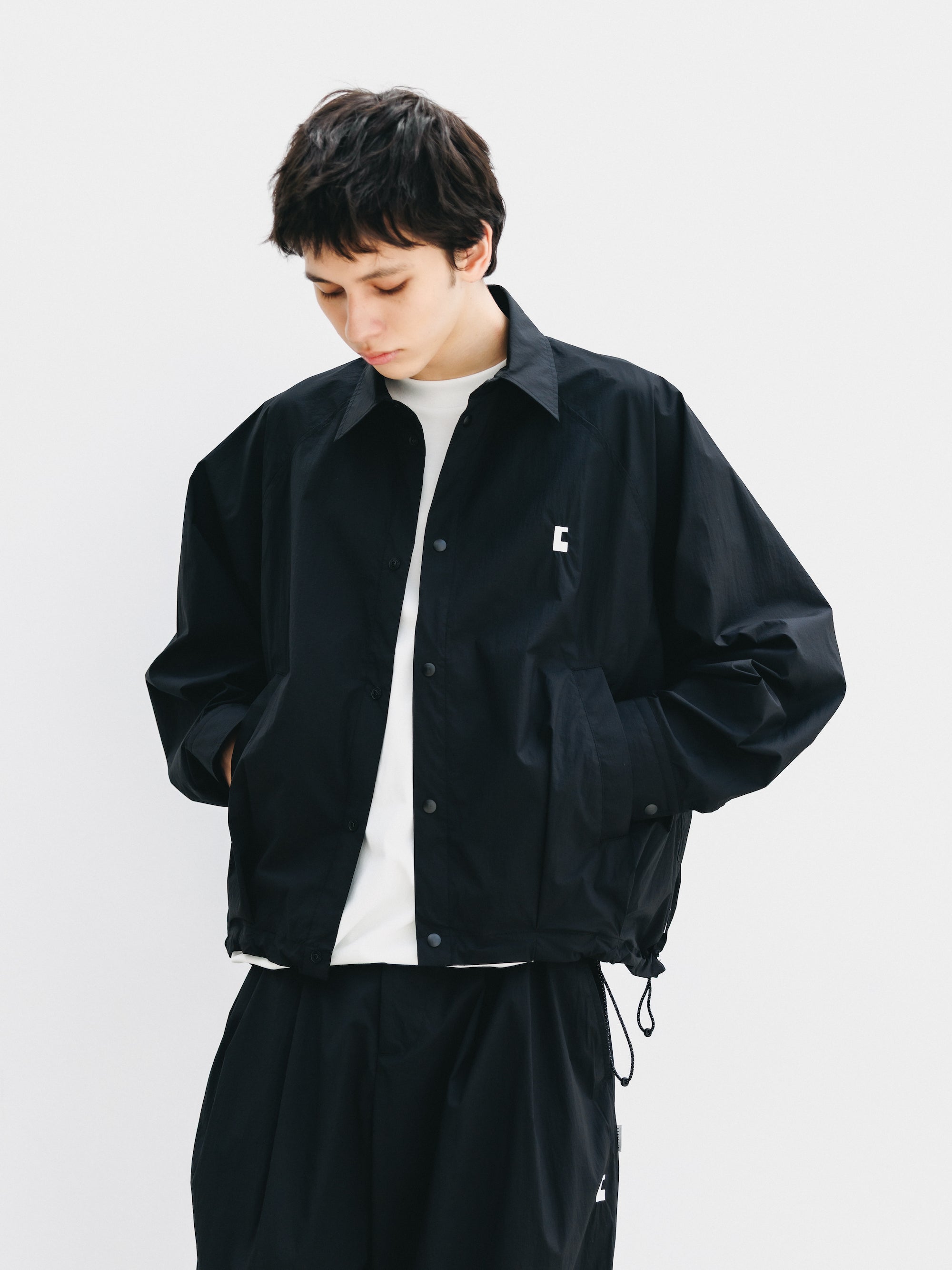 "C” CRISPY NYLON CITY UNIFORM BALLOON L/S SHIRT JACKET (BLACK×WHITE)