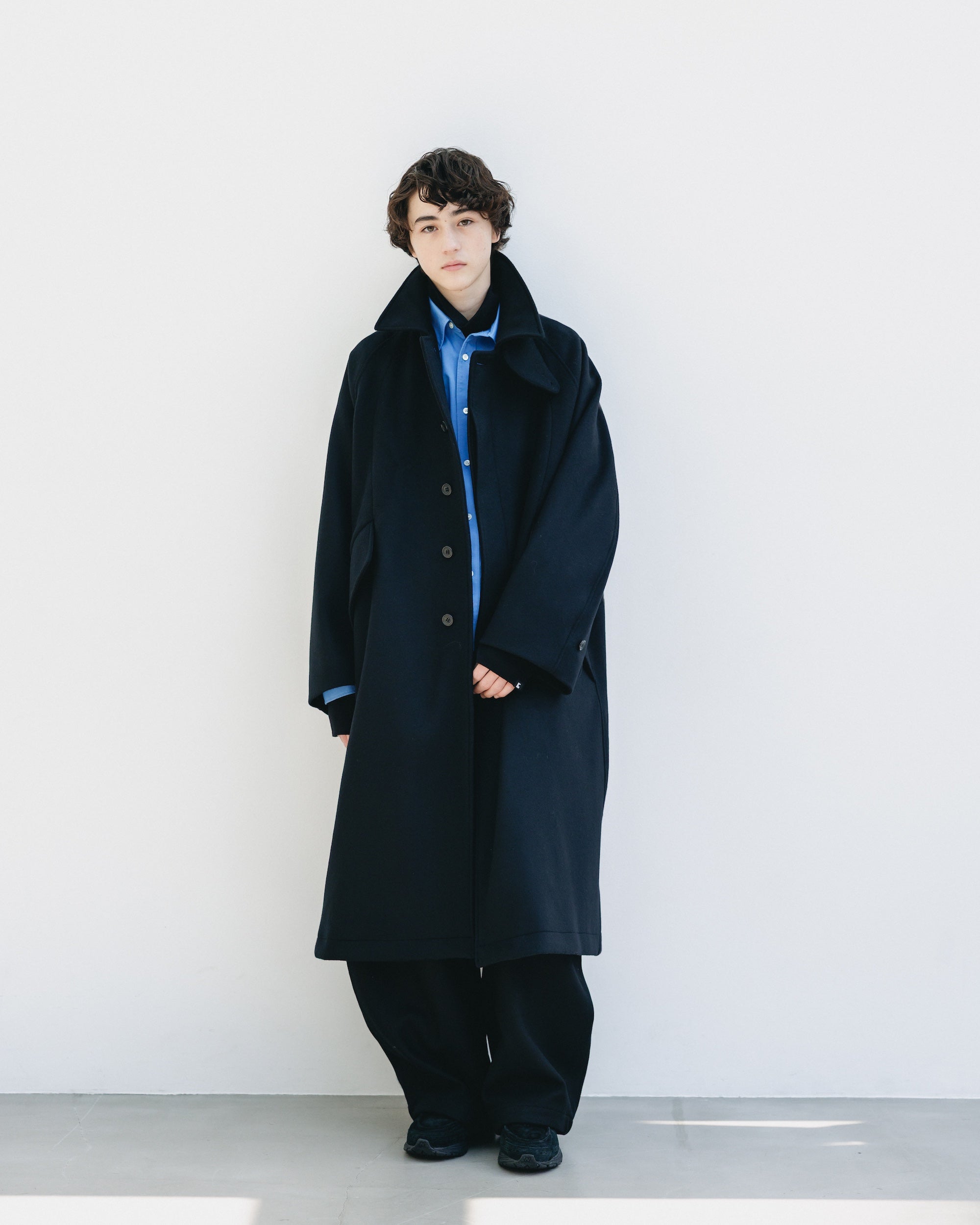 【12.10 WED 20:00- IN STOCK】WOOL MELTON BALMACAAN COAT (BLACK)