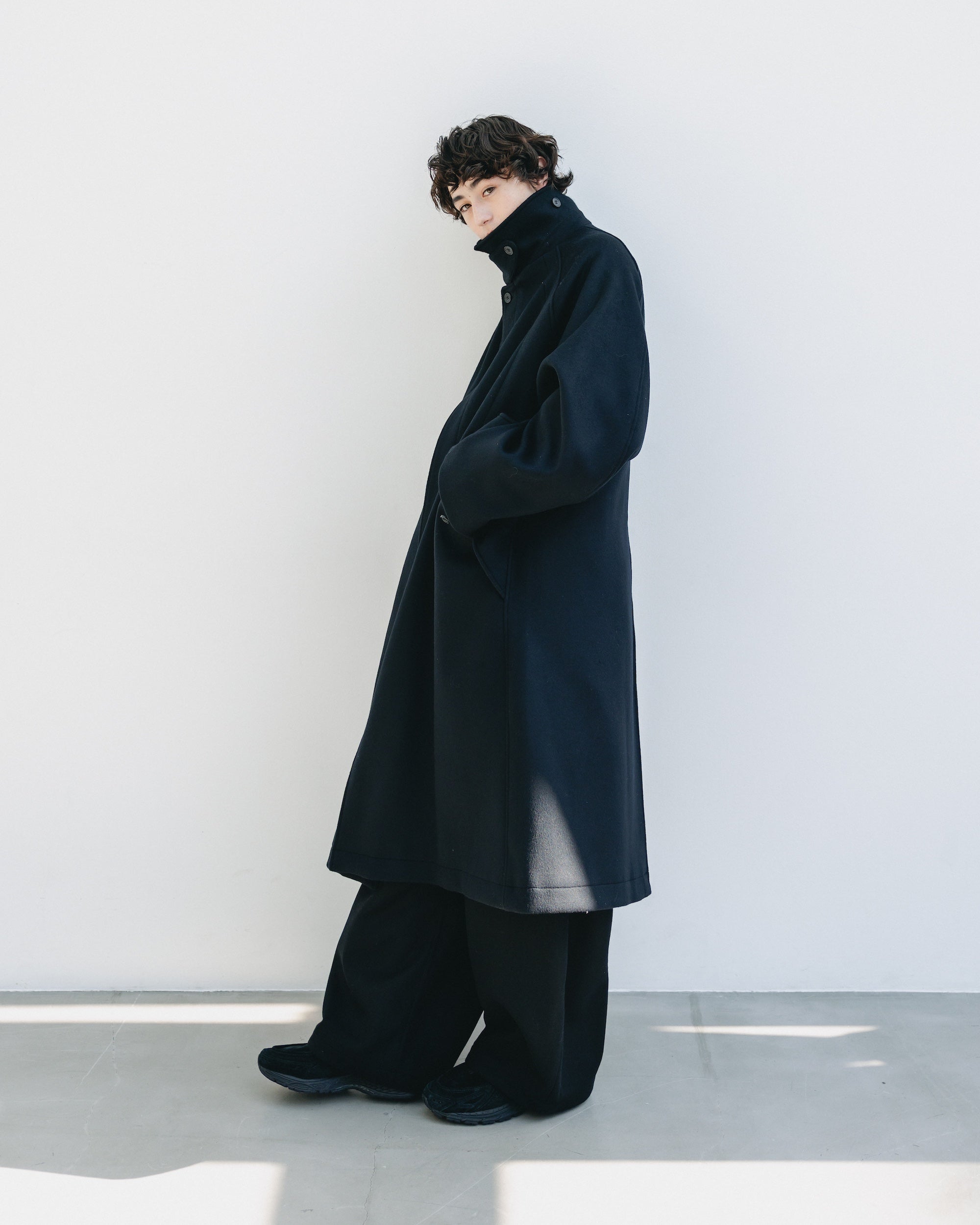 【12.10 WED 20:00- IN STOCK】WOOL MELTON BALMACAAN COAT (BLACK)