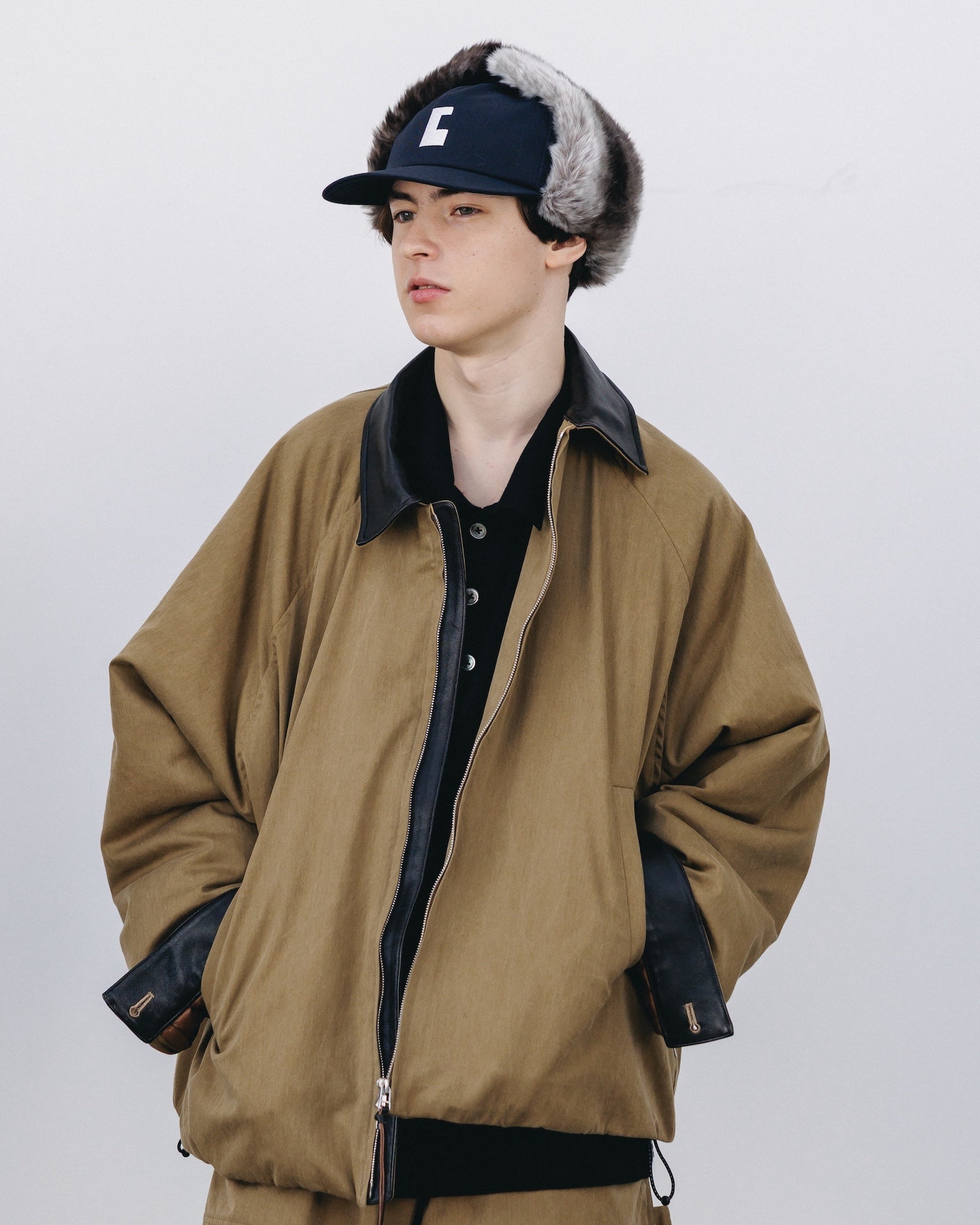 VINTAGE EFFECT PADDED CITY UTILITY JACKET (BEIGE)