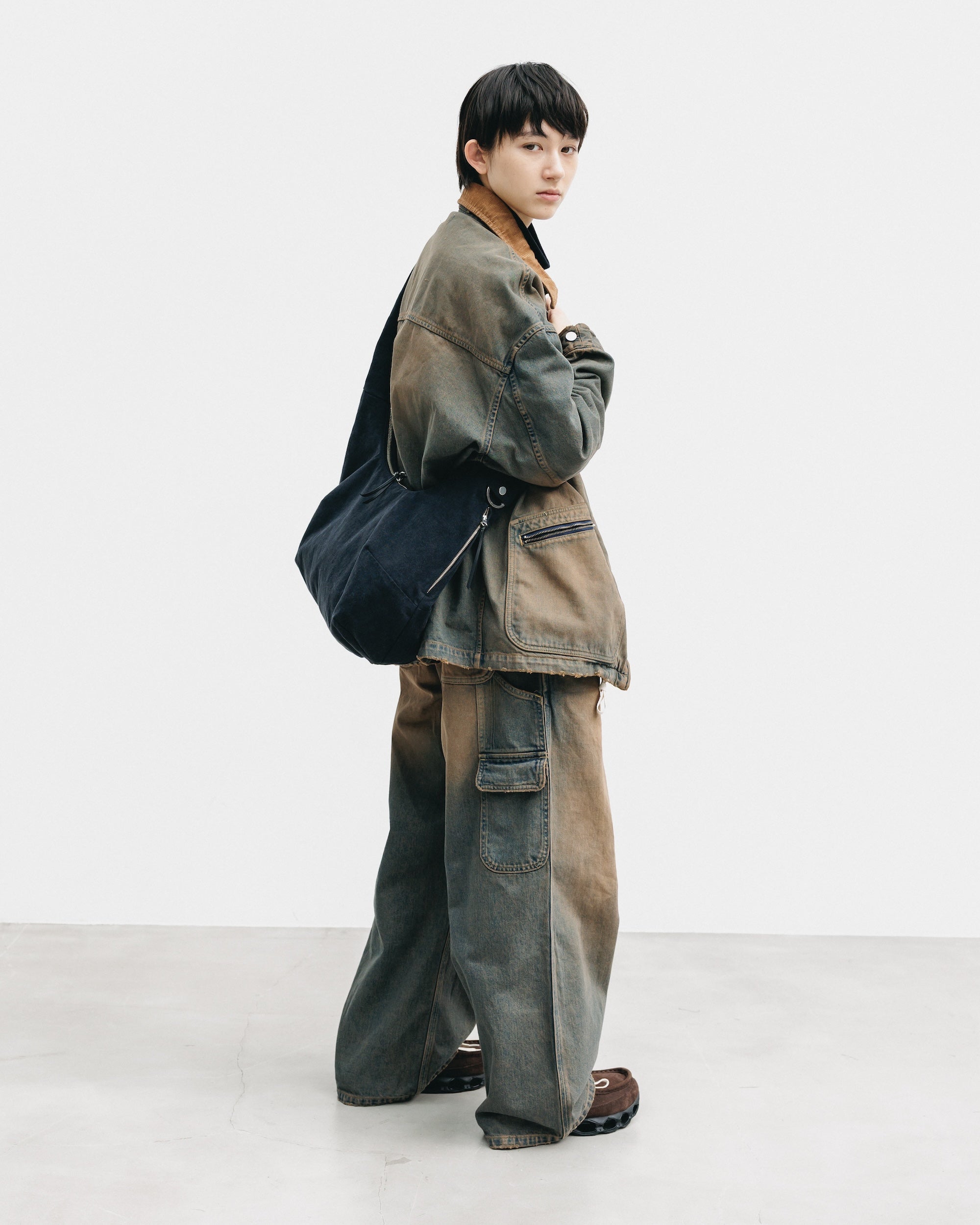 VINTAGE DYED SYSTEM BAG (M) (BLACK)