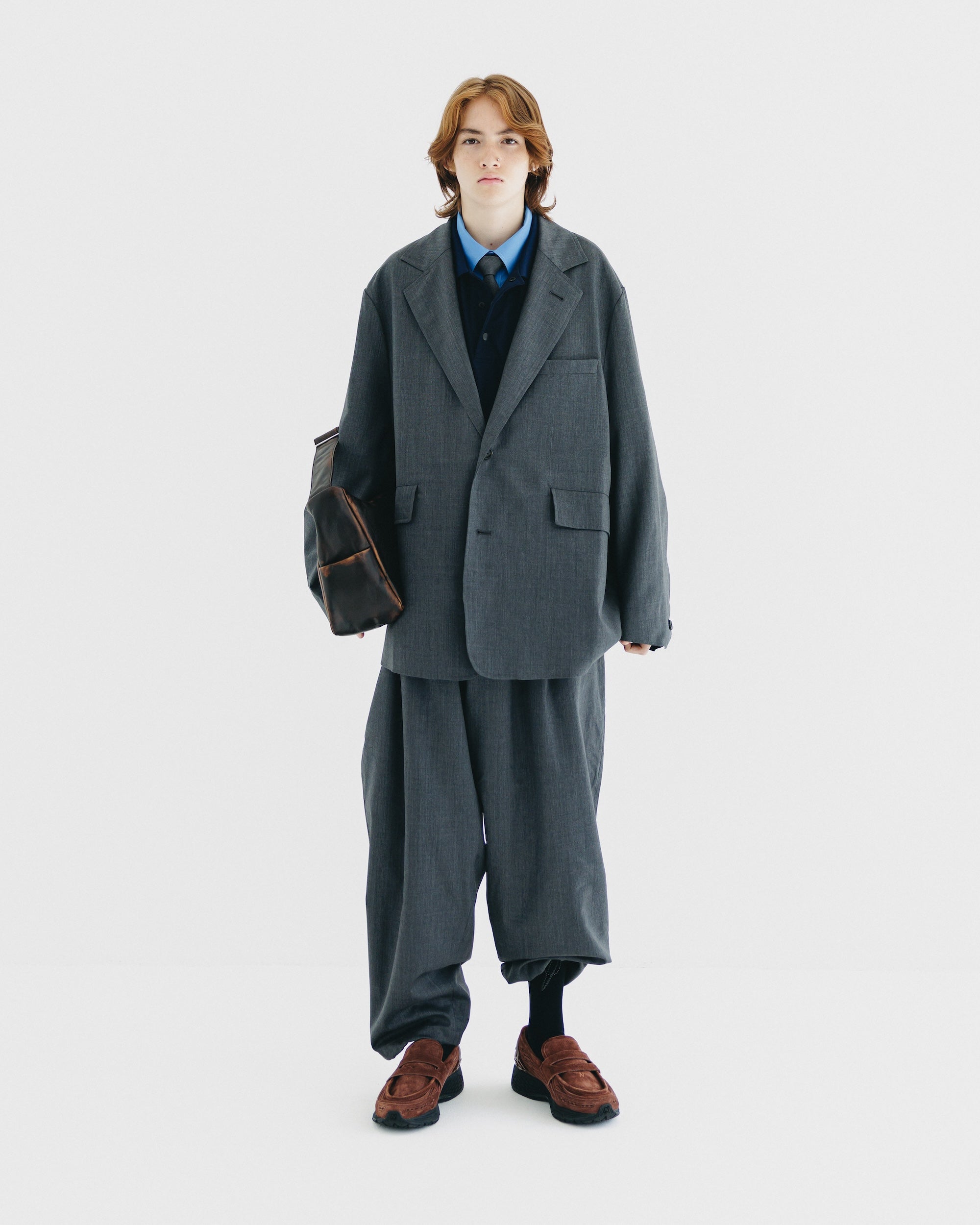 【9.6 SAT 20:00- IN STOCK】WOOL GABARDINE CITY UNIFORM TAILORED JACKET (GRAY)