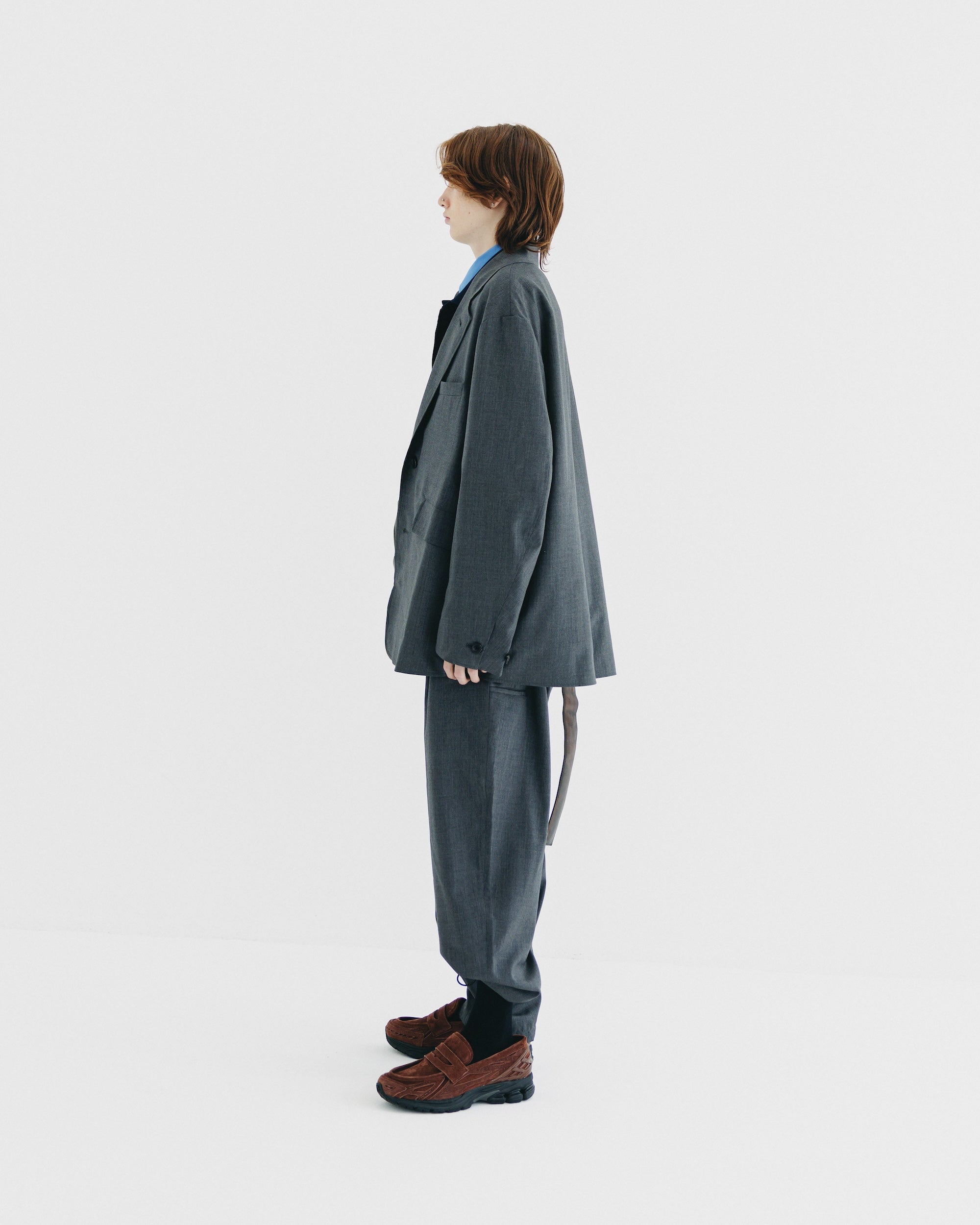 【9.6 SAT 20:00- IN STOCK】WOOL GABARDINE CITY UNIFORM TAILORED JACKET (GRAY)