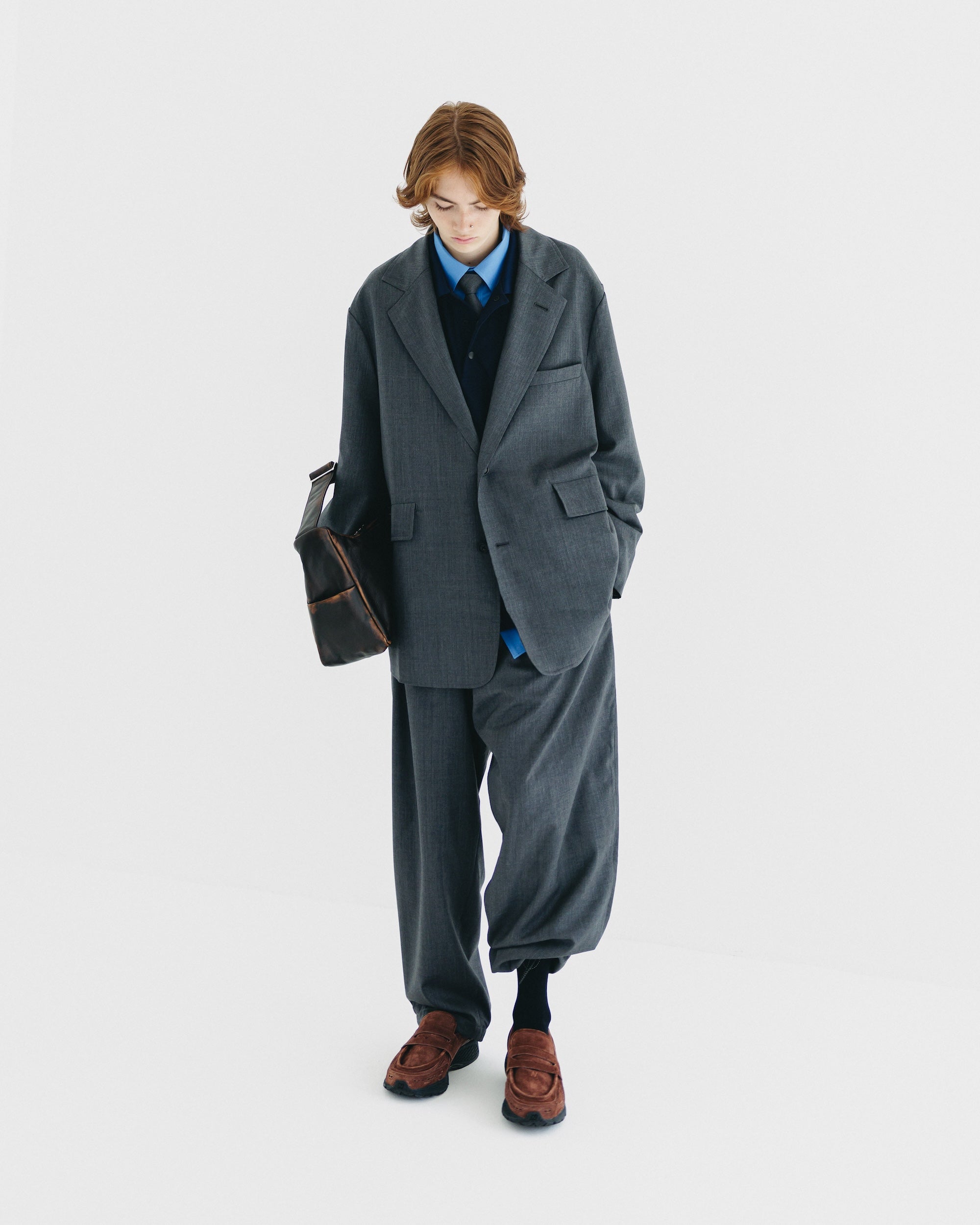 【9.6 SAT 20:00- IN STOCK】WOOL GABARDINE CITY UNIFORM TAILORED JACKET (GRAY)