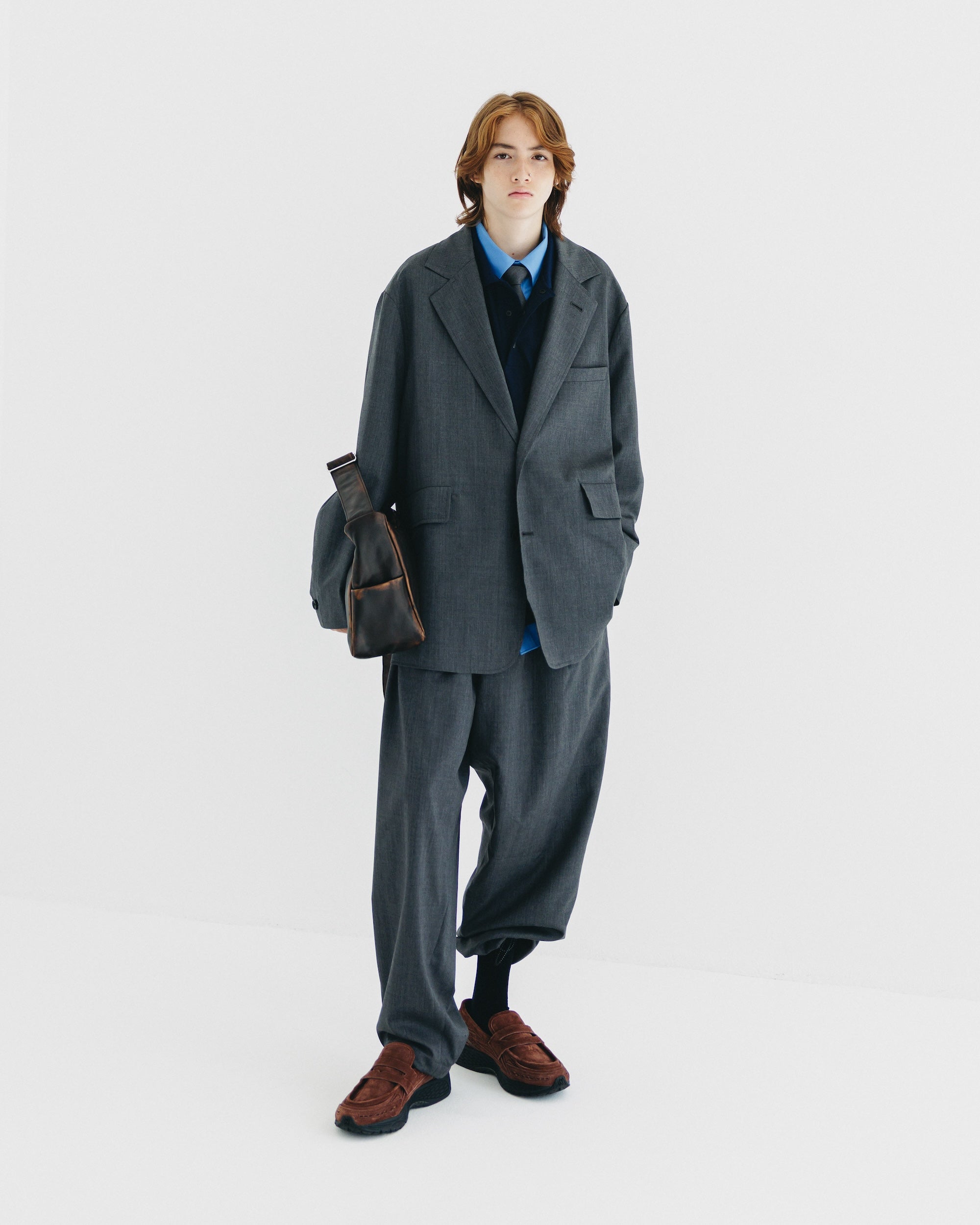 【9.6 SAT 20:00- IN STOCK】WOOL GABARDINE CITY UNIFORM TAILORED JACKET (GRAY)