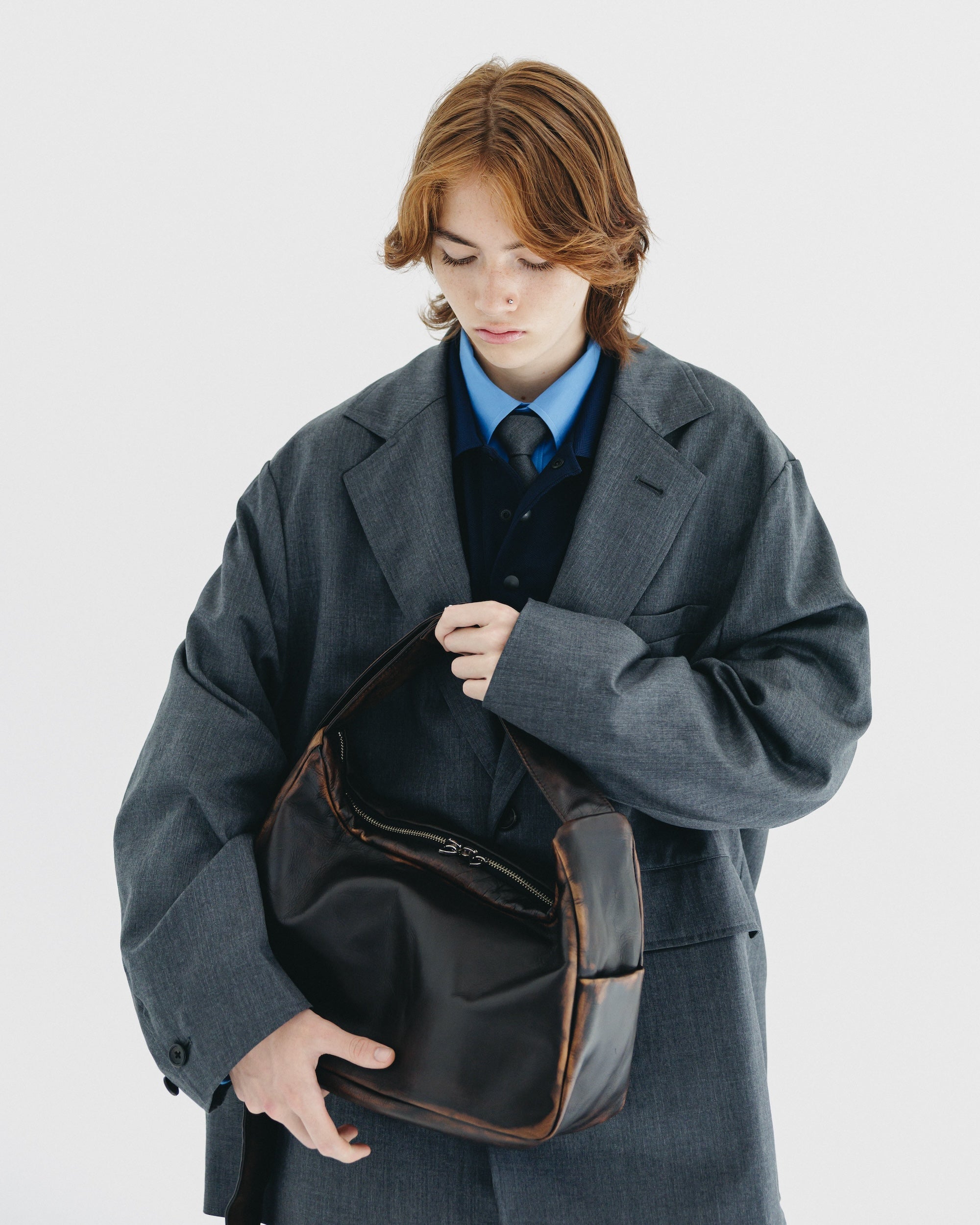 【9.6 SAT 20:00- IN STOCK】WOOL GABARDINE CITY UNIFORM TAILORED JACKET (GRAY)