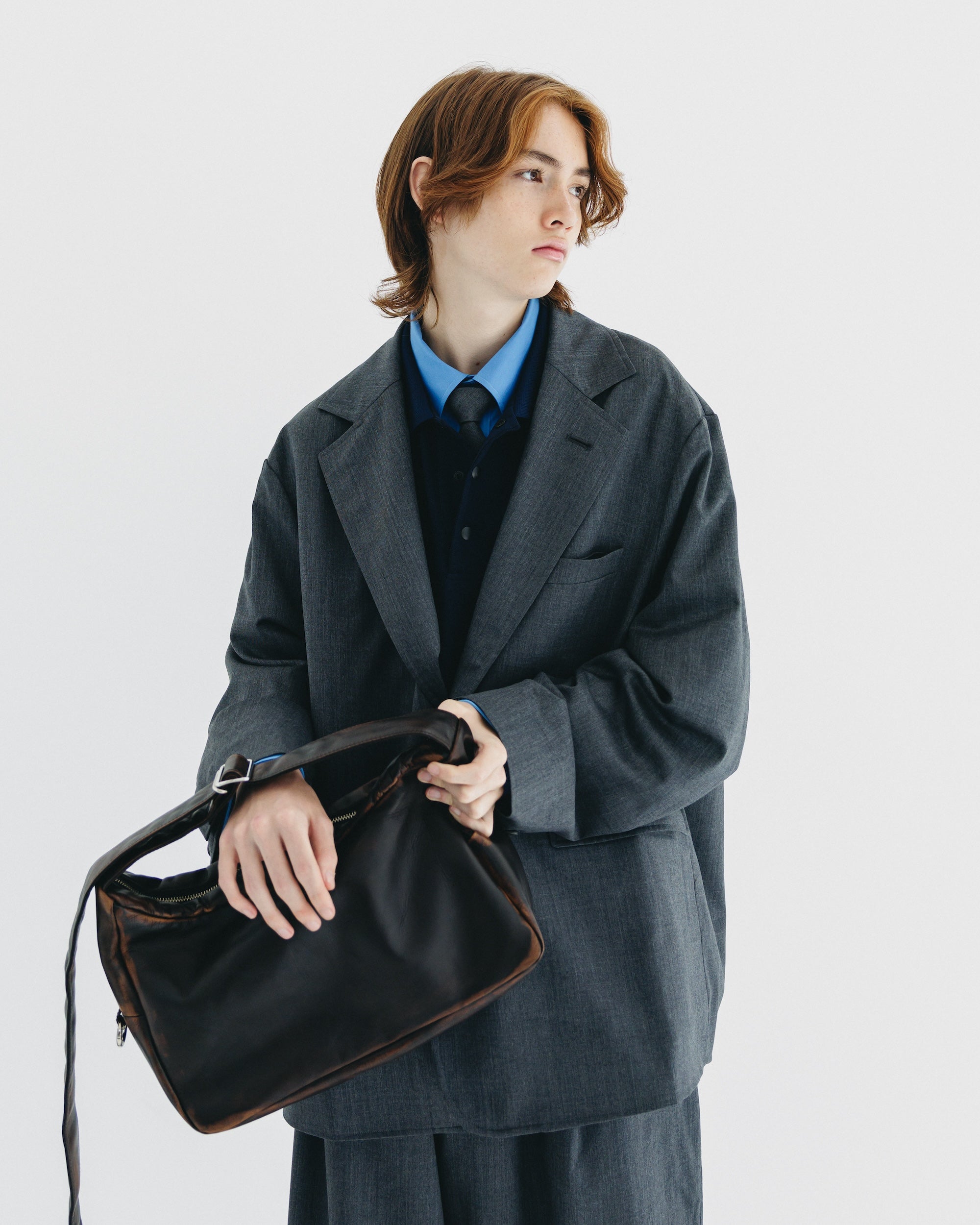 【9.6 SAT 20:00- IN STOCK】WOOL GABARDINE CITY UNIFORM TAILORED JACKET (GRAY)