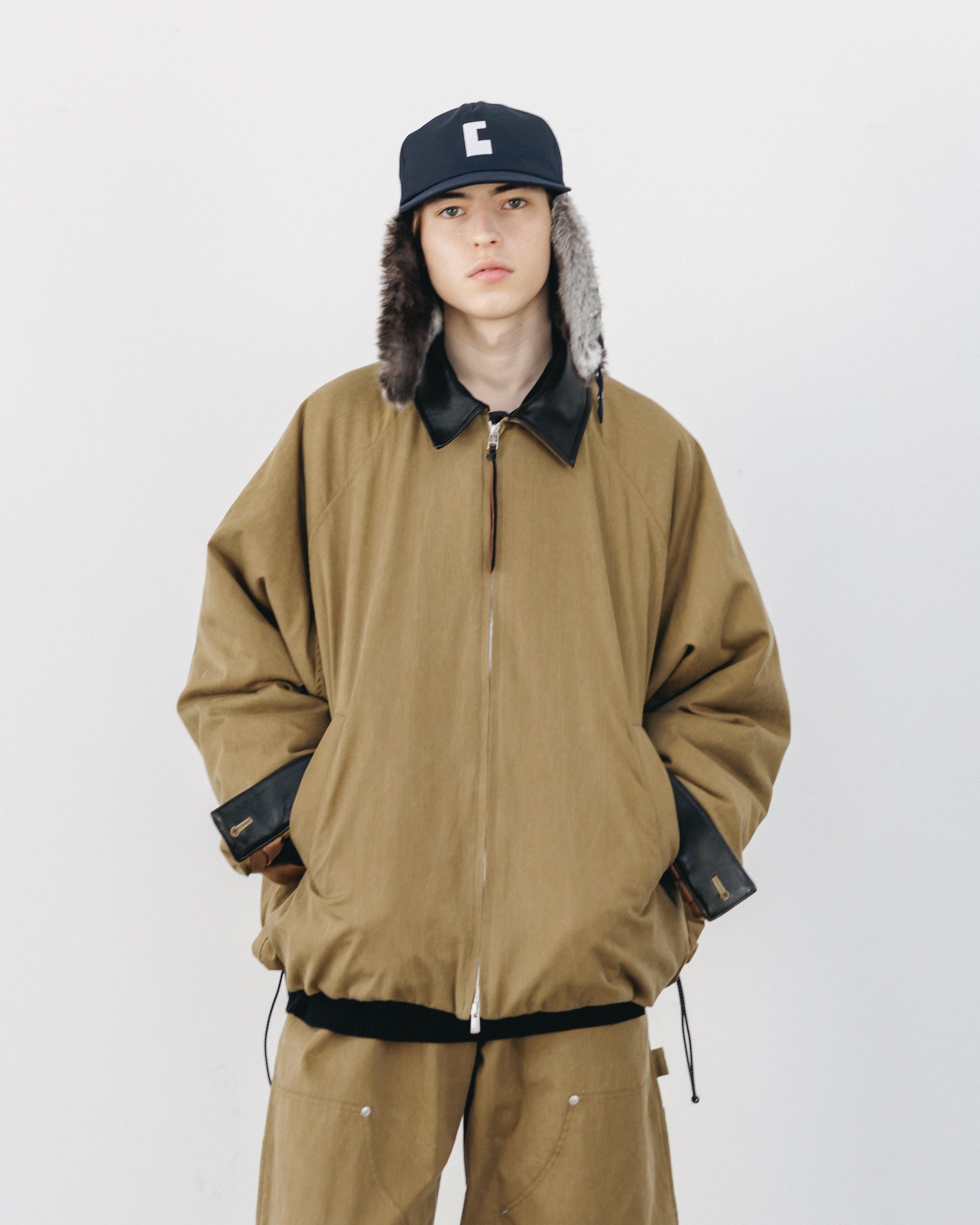 VINTAGE EFFECT PADDED CITY UTILITY JACKET (BEIGE)