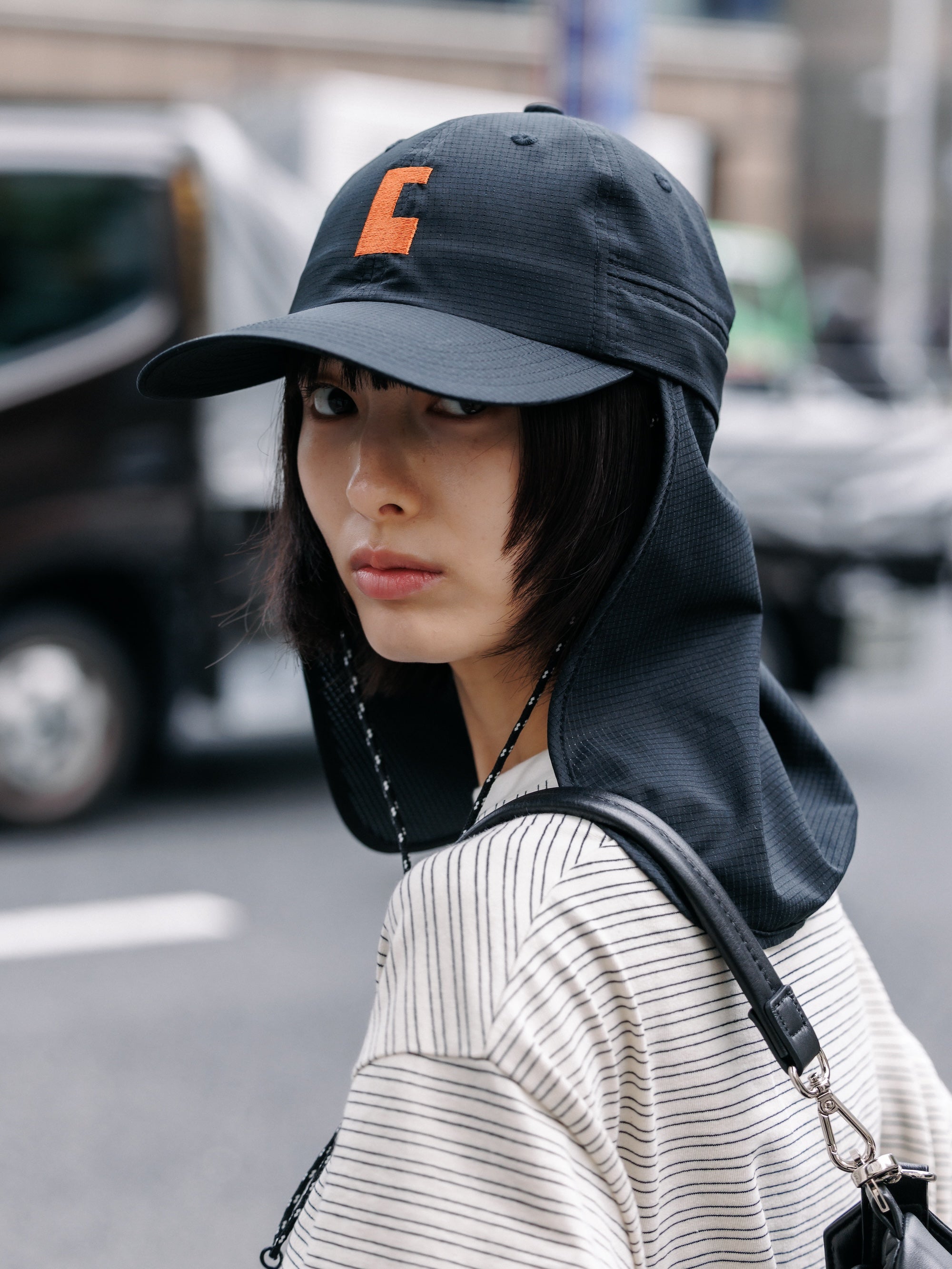 【7.11 SAT 20:00- IN STOCK】"C"ACTIVE CITY SUNSHADE CAP (BLACK×ORANGE)