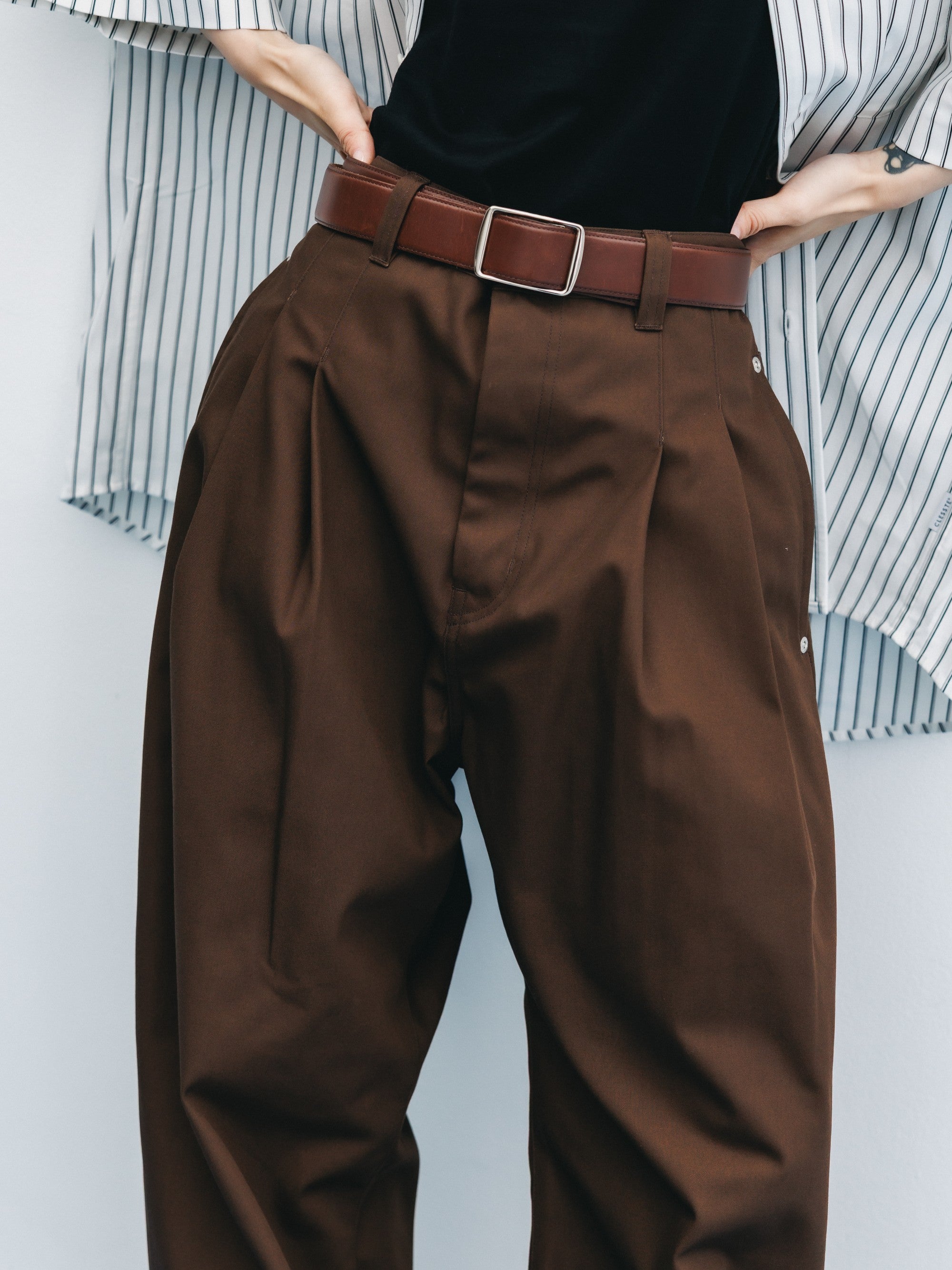 【8.5 WED 20:00- IN STOCK】T/C CITY WIDE STRAIGHT PANTS (BROWN)