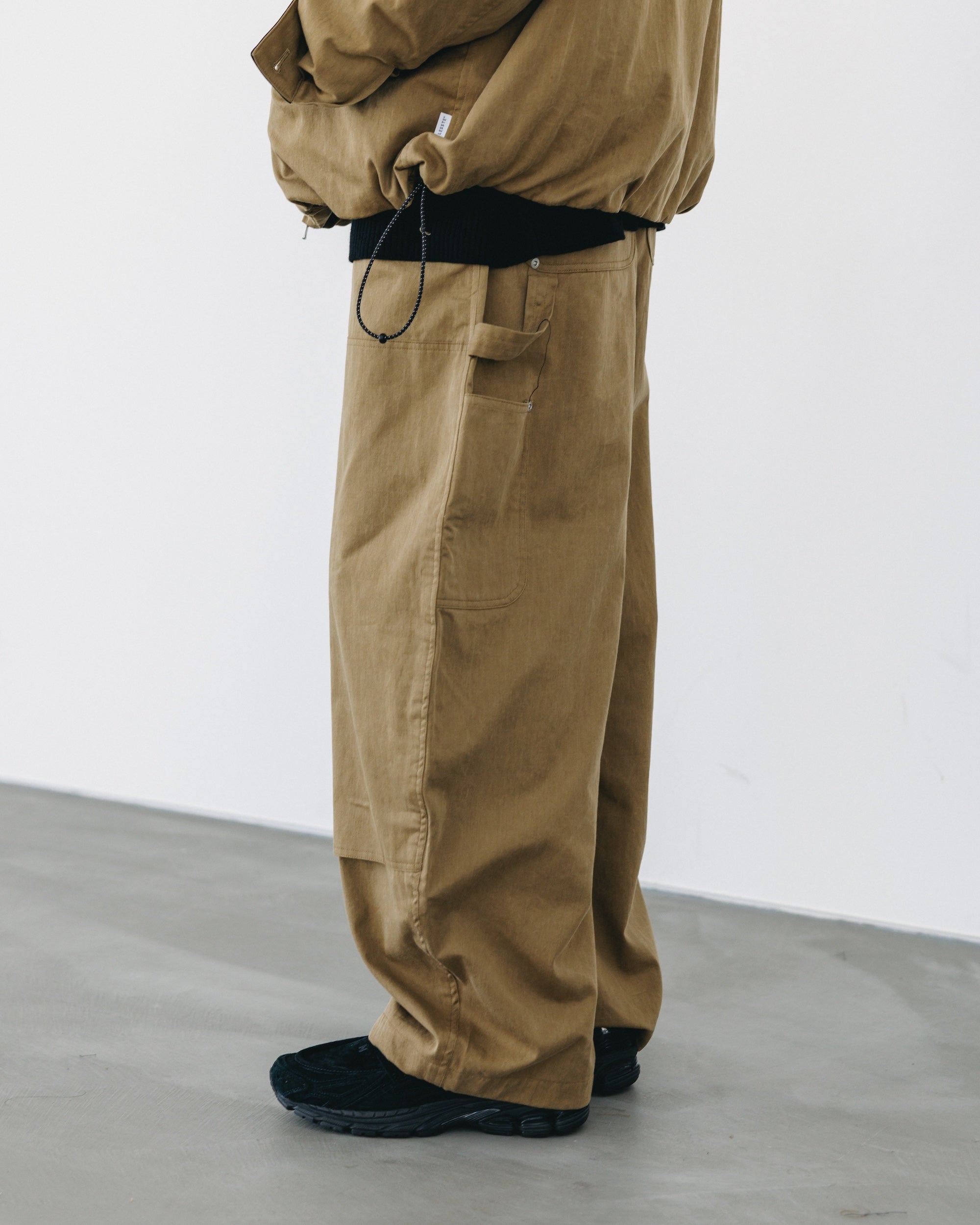 【12.27 SAT 20:00- IN STOCK】VINTAGE EFFECT DOUBLE KNEE CURVED WORKER PANTS (BEIGE)