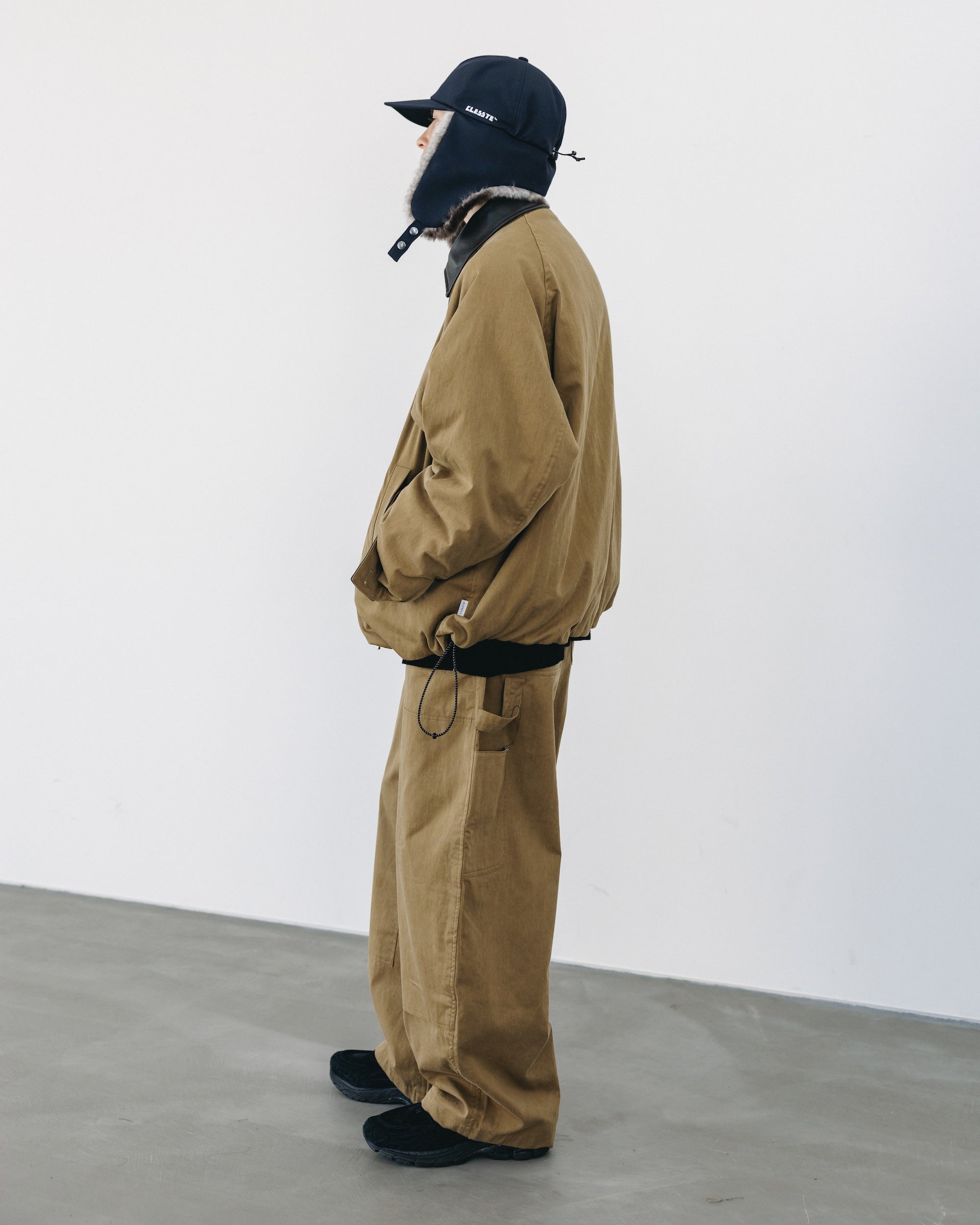 【12.27 SAT 20:00- IN STOCK】VINTAGE EFFECT DOUBLE KNEE CURVED WORKER PANTS (BEIGE)