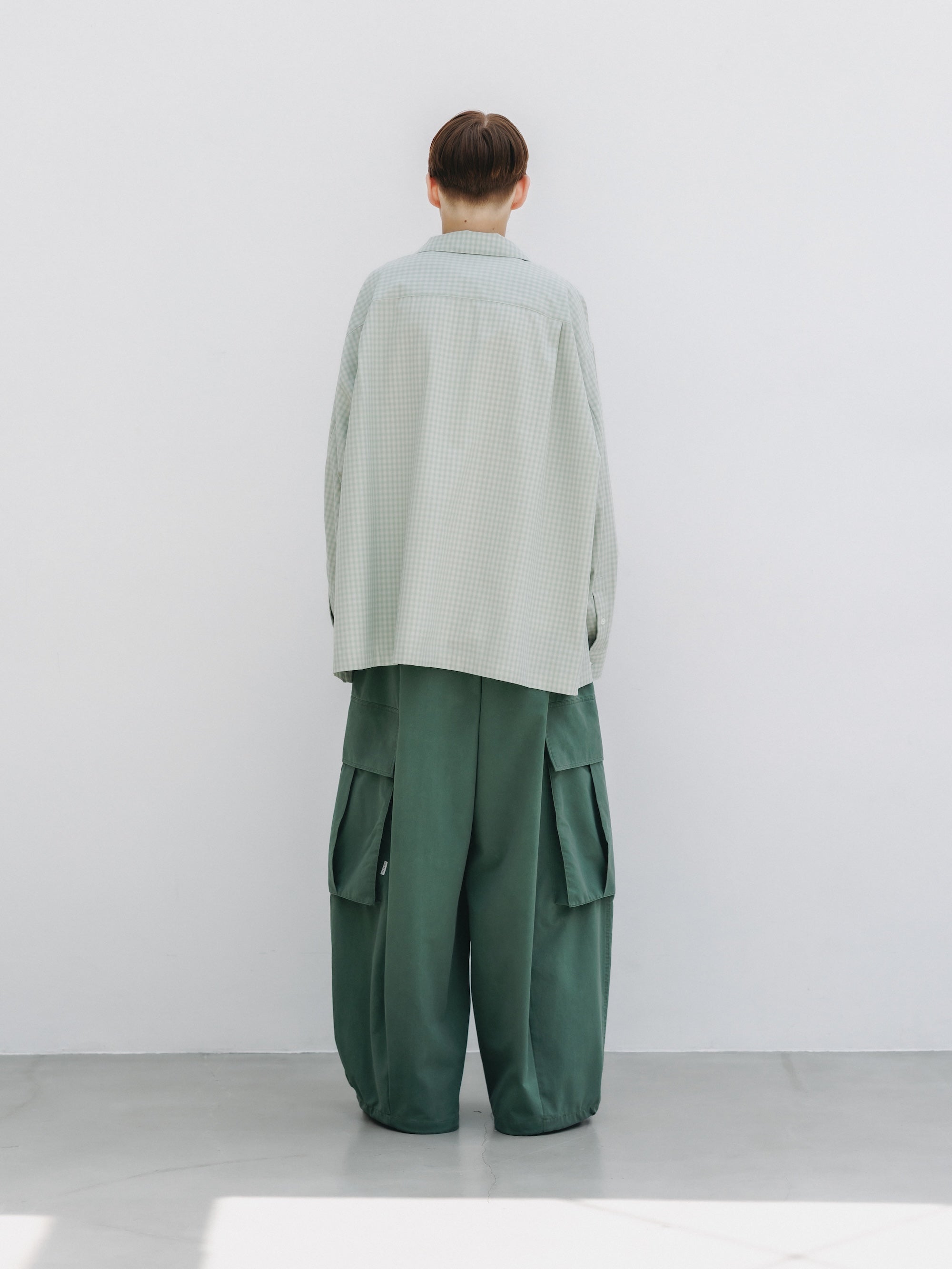 【5.20 WED 20:00- IN STOCK】OMBRE CHECK OPEN COLLAR L/S SHIRT (LIGHT MINI GREEN)