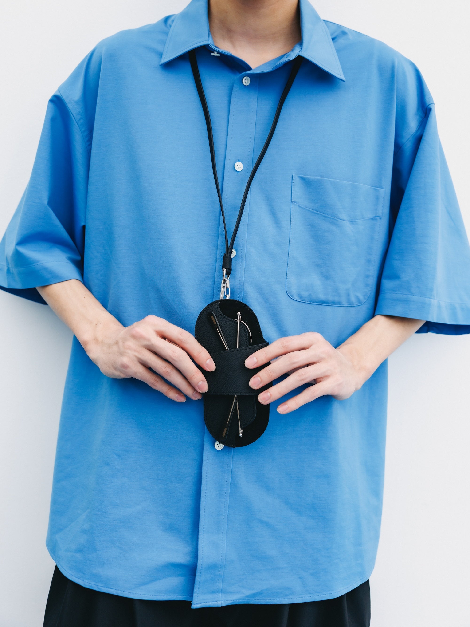 【8.5 WED 20:00- IN STOCK】46G KNIT EVERYDAY S/S SHIRT (SAX BLUE)