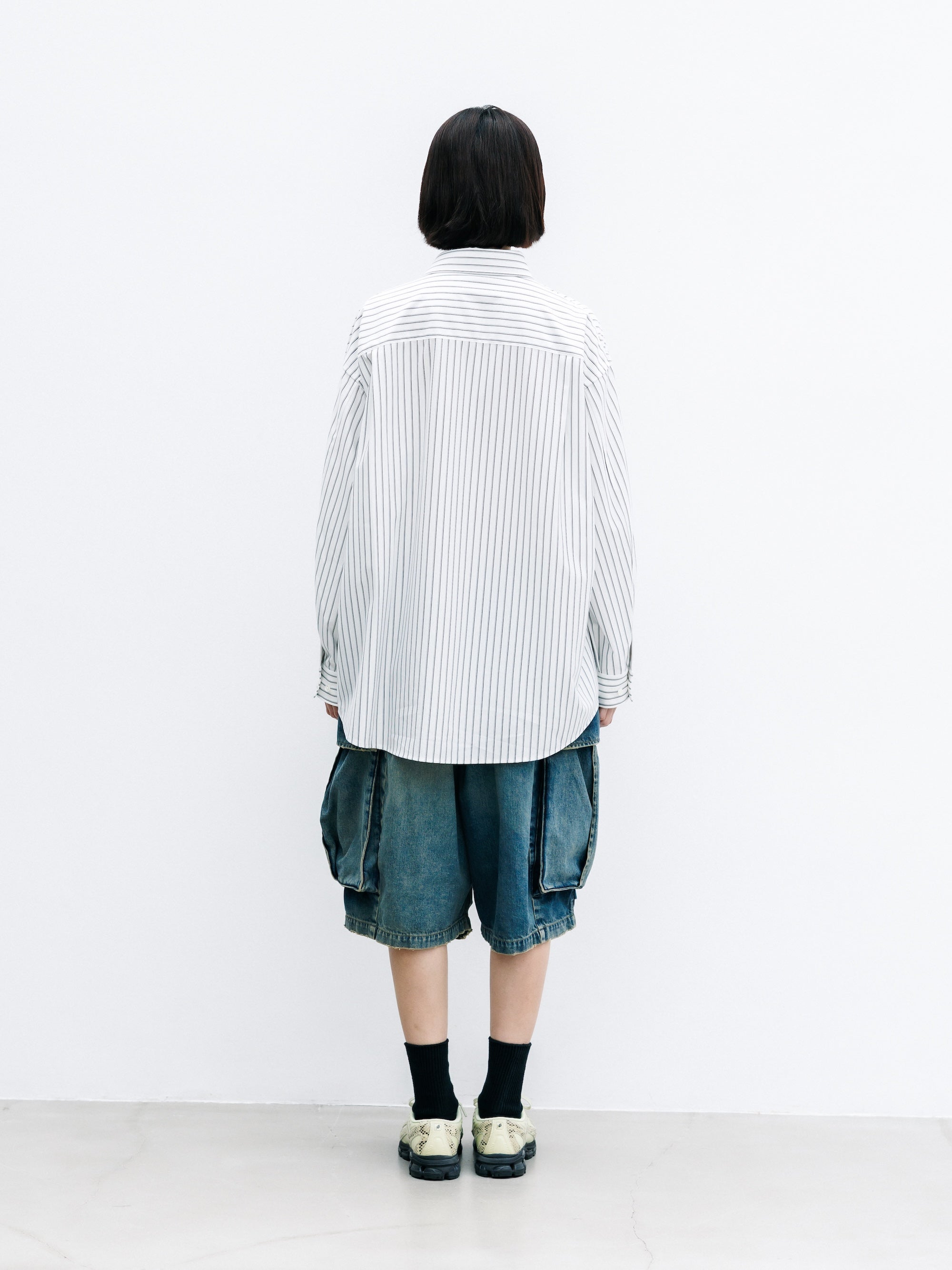 【8.1 SAT 20:00- IN STOCK】 VINTAGE DYED SELVEDGE DENIM CITY MEGA POCKET BALLOON CARGO HALF PANTS (VINTAGE INDIGO)