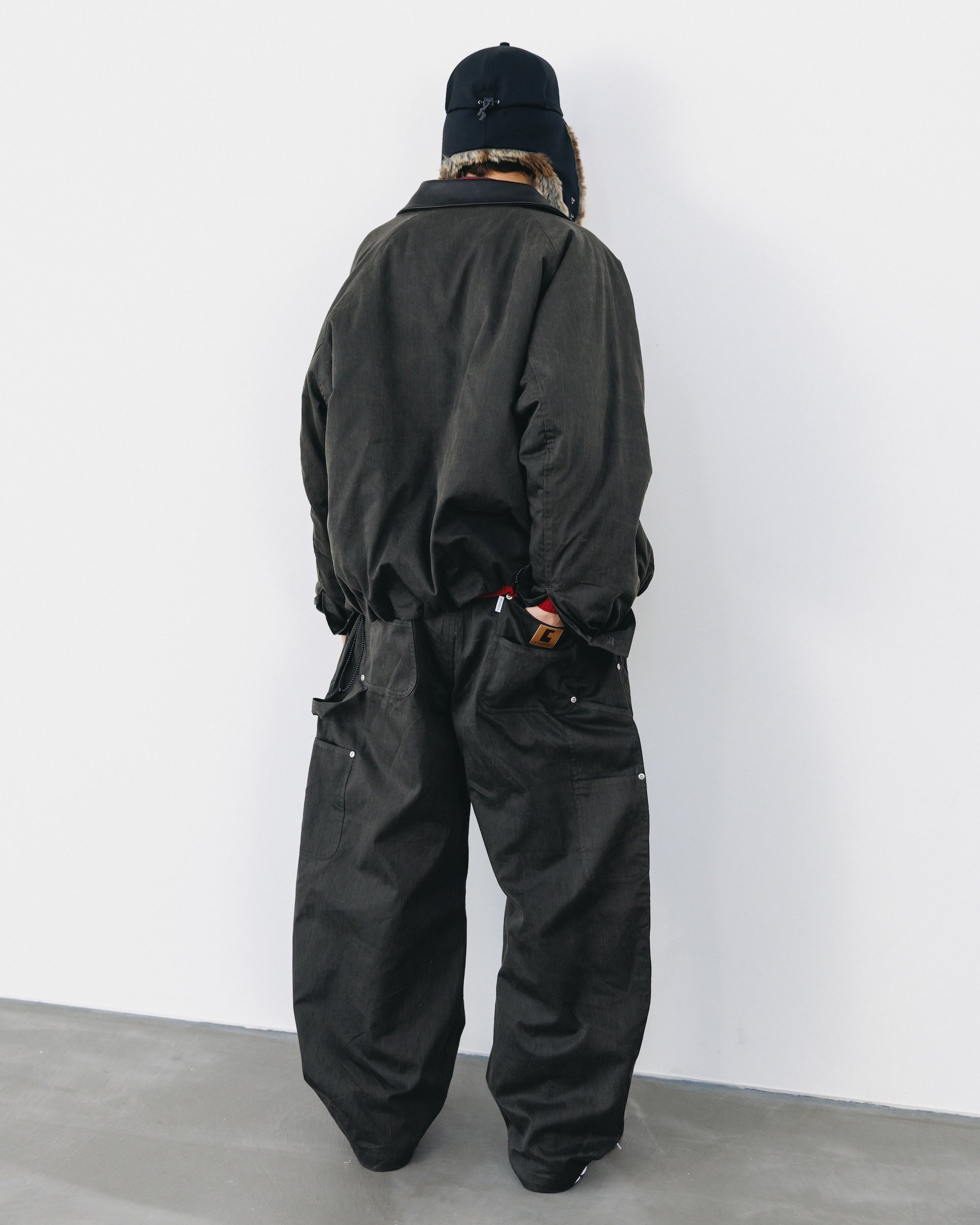 VINTAGE EFFECT PADDED CITY UTILITY JACKET (BLACK)