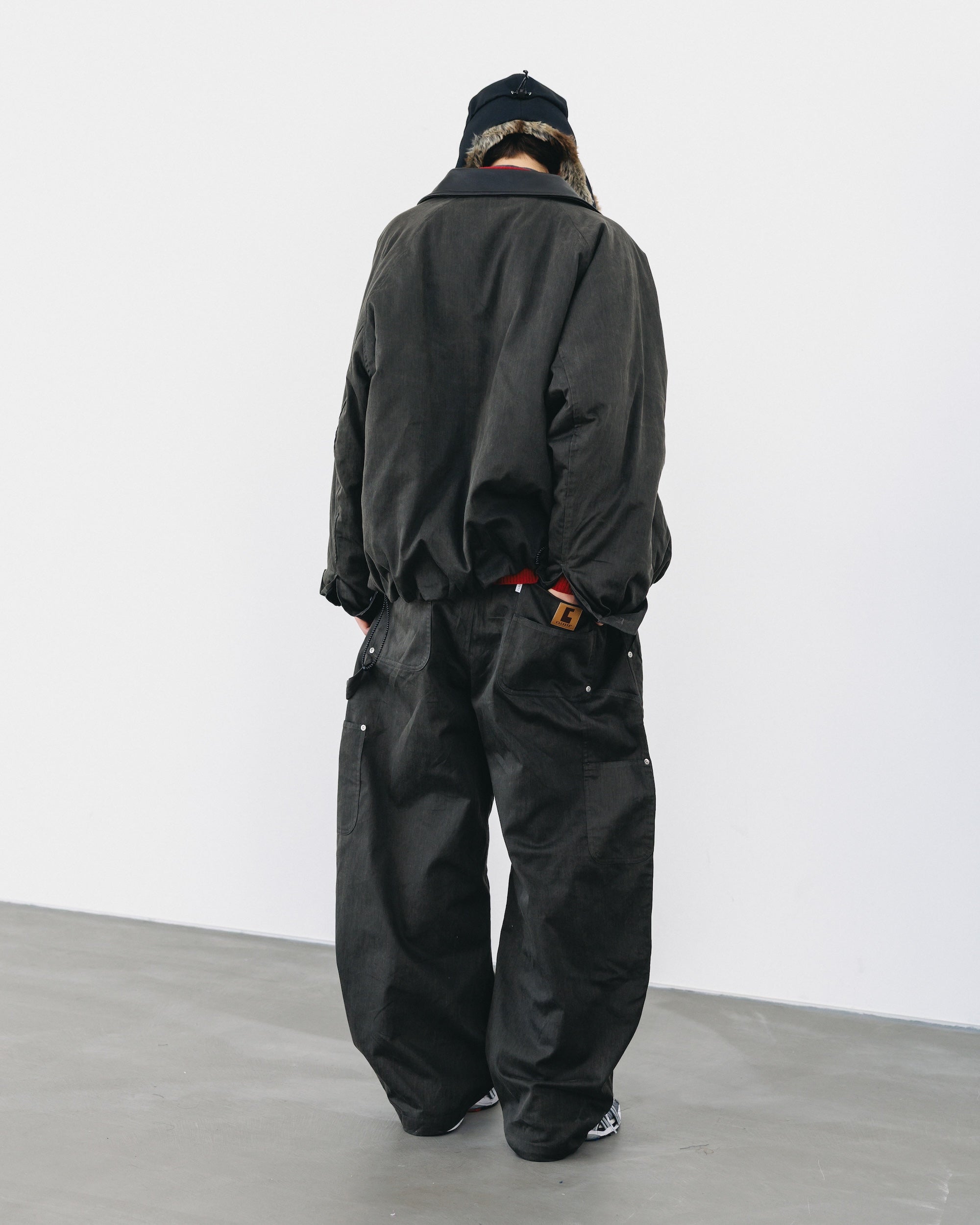 VINTAGE EFFECT PADDED CITY UTILITY JACKET (BLACK)