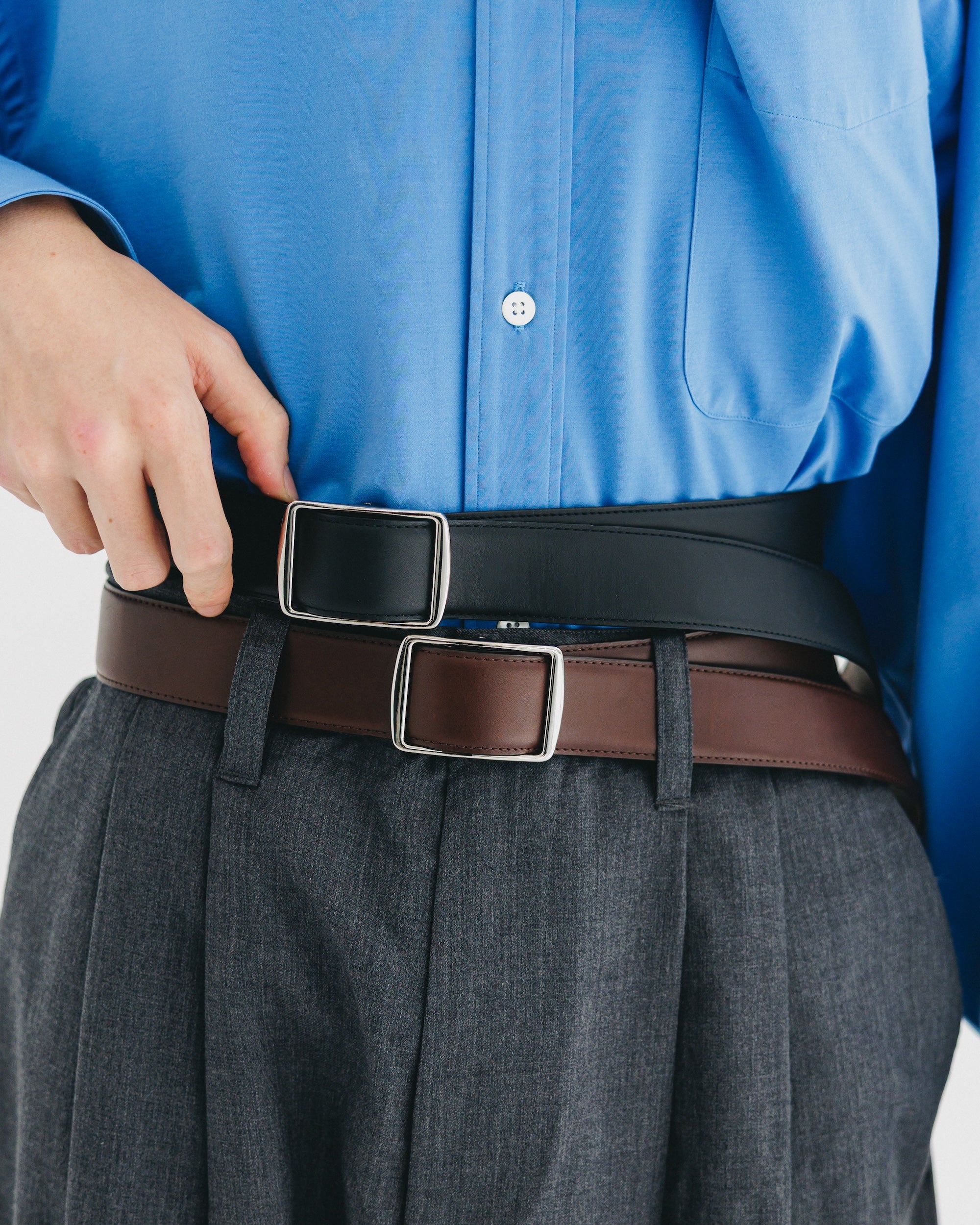 【9.6 SAT 20:00- IN STOCK】HOLELESS ESSENTIAL LEATHER BELT (BROWN)