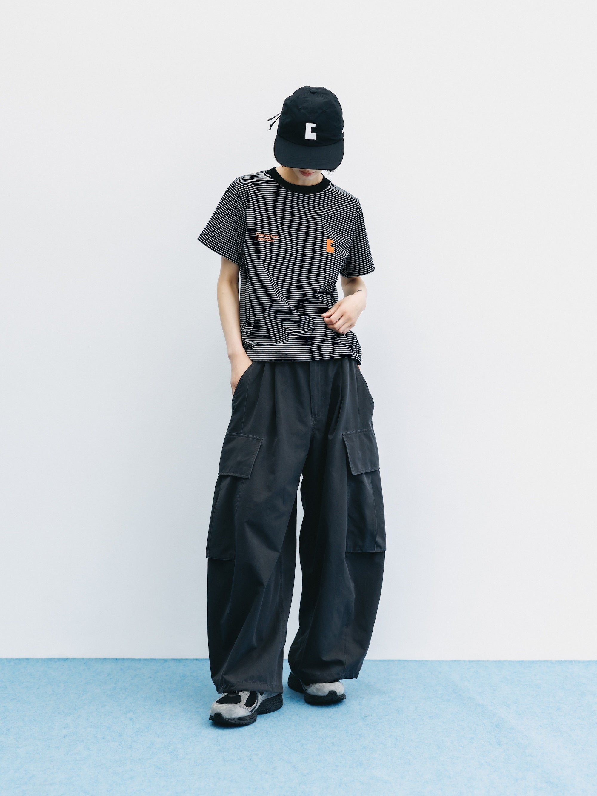 【5.20 WED 20:00- IN STOCK】VINTAGE EFFECT COOLDOTS® CITY MEGA POCKET BALLOON CARGO PANTS(BLACK)