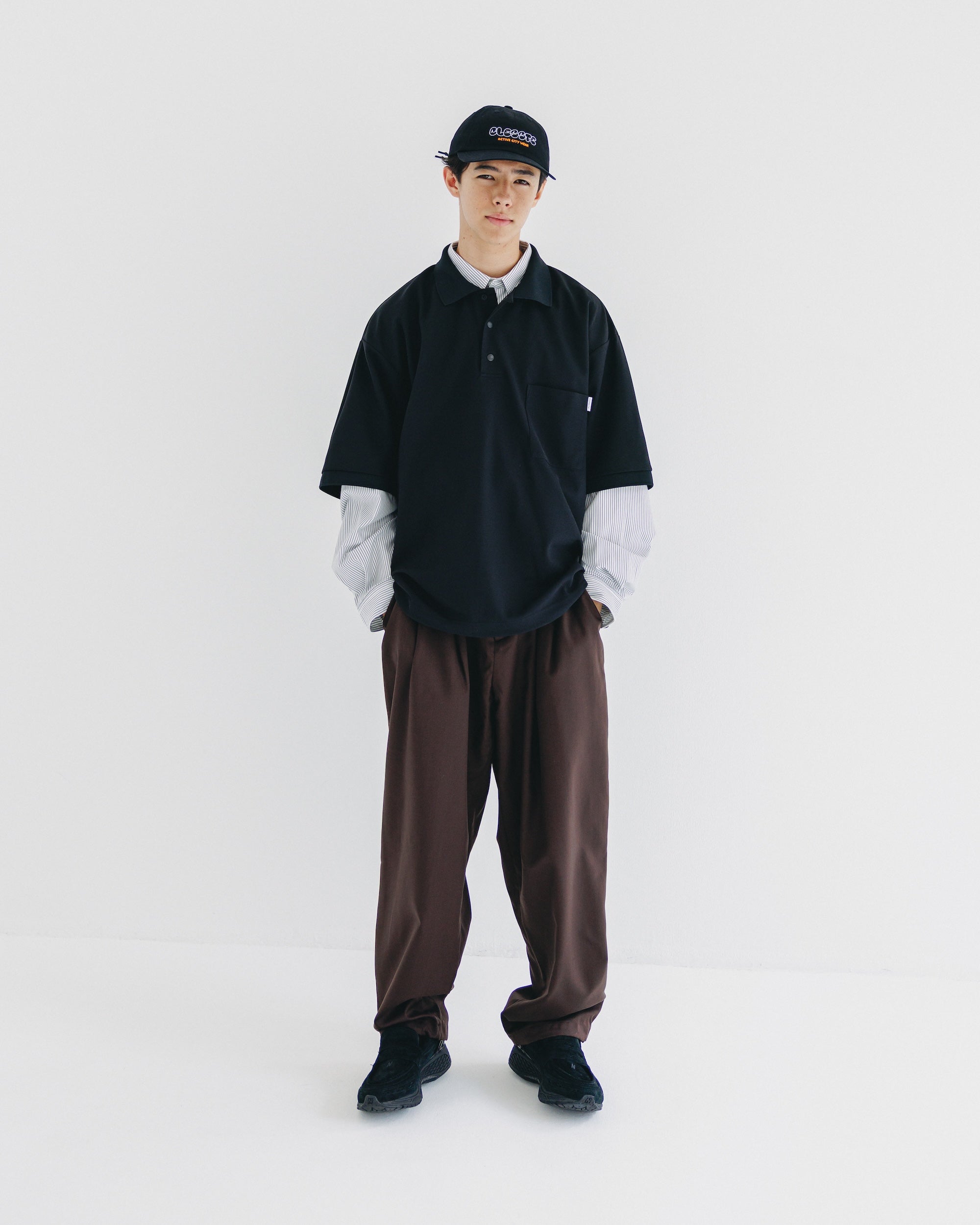 【9.6 SAT 20:00- IN STOCK】ACTIVE CITY S/S POLO SHIRT (BLACK)