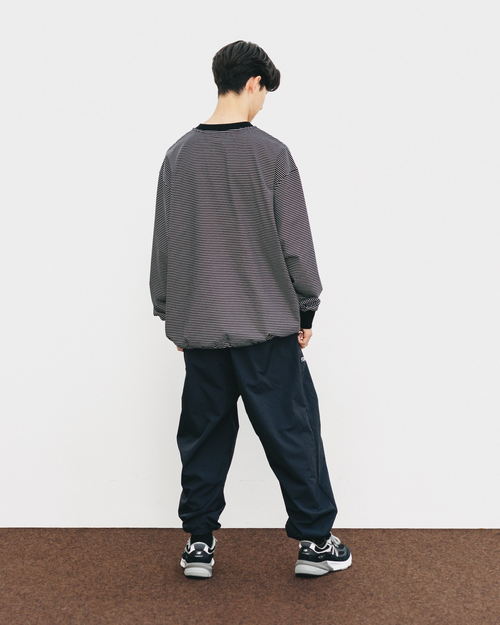 【10.15 WED 20:00- IN STOCK】WATER REPELLENT NYLON CITY UNIFORM WIDE TAPERED PANTS FOR YGM (BLACK×WHITE)