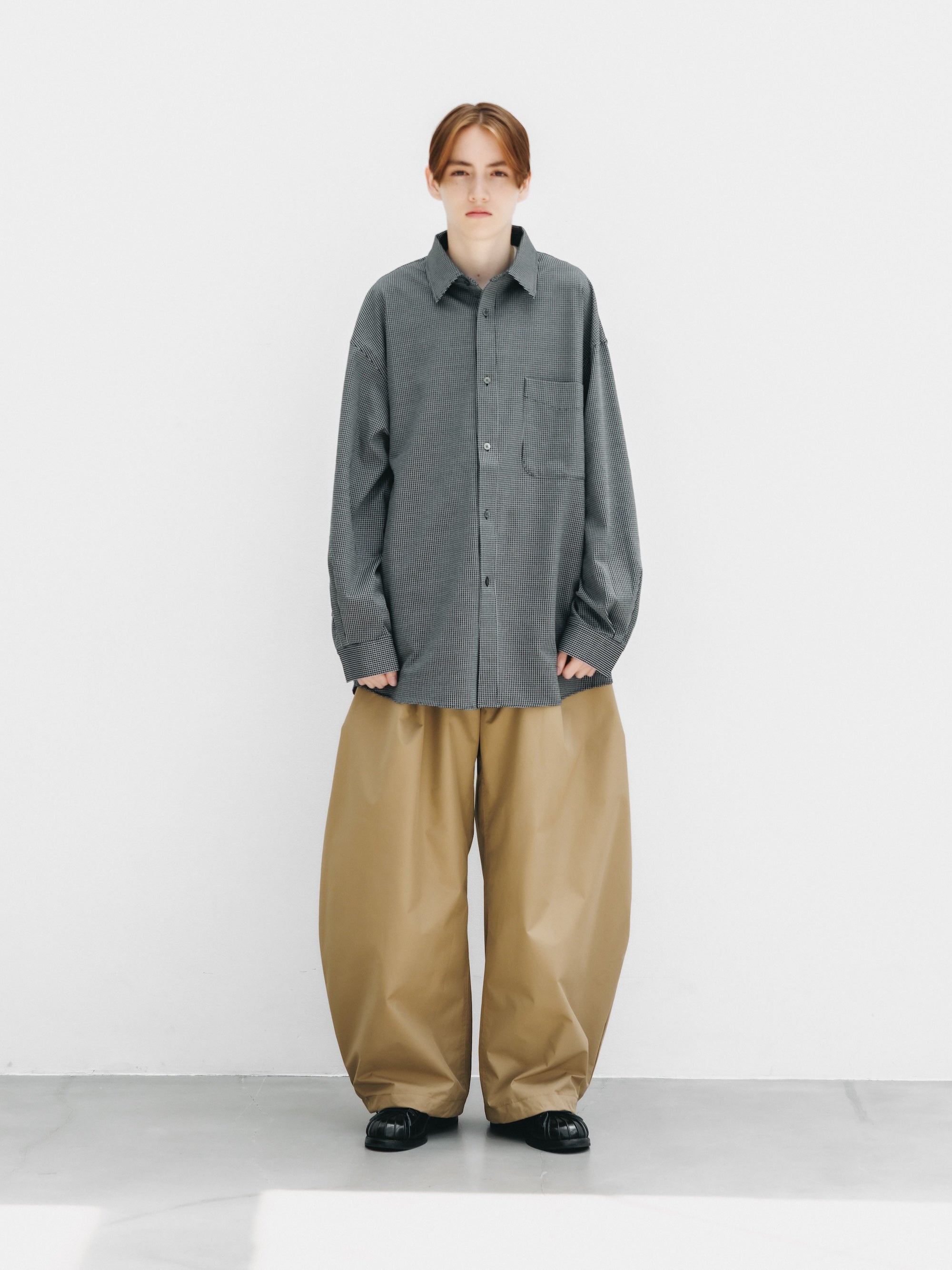 MINI GRID CHECK 36G KNIT EVERYDAY L/S SHIRT (BLACK×WHITE)