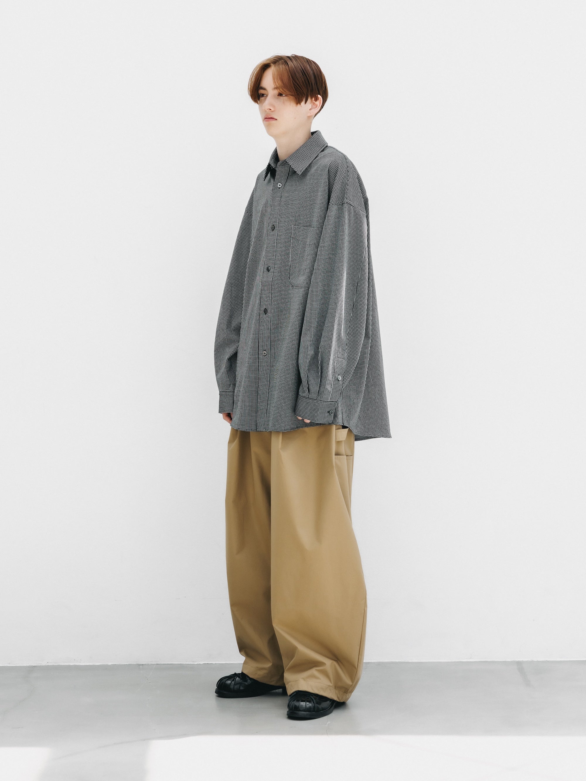 MINI GRID CHECK 36G KNIT EVERYDAY L/S SHIRT (BLACK×WHITE)
