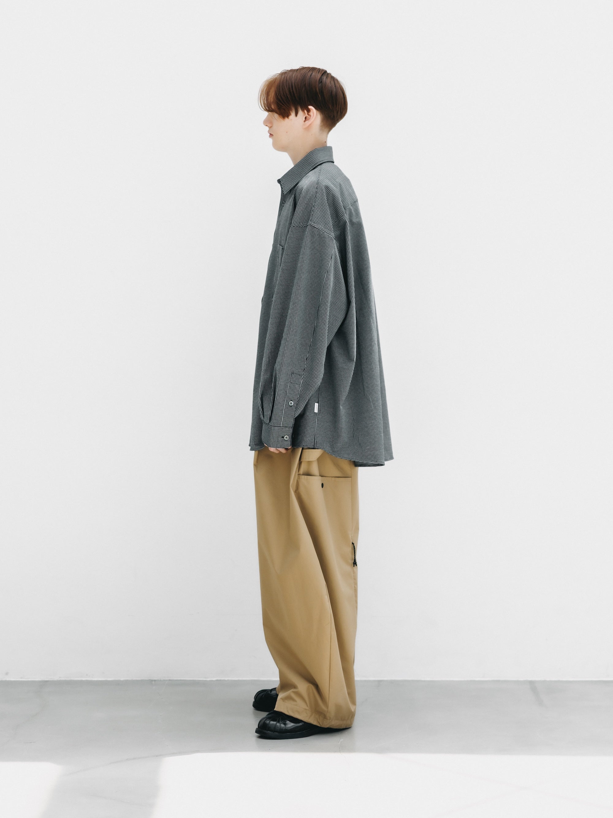 MINI GRID CHECK 36G KNIT EVERYDAY L/S SHIRT (BLACK×WHITE)