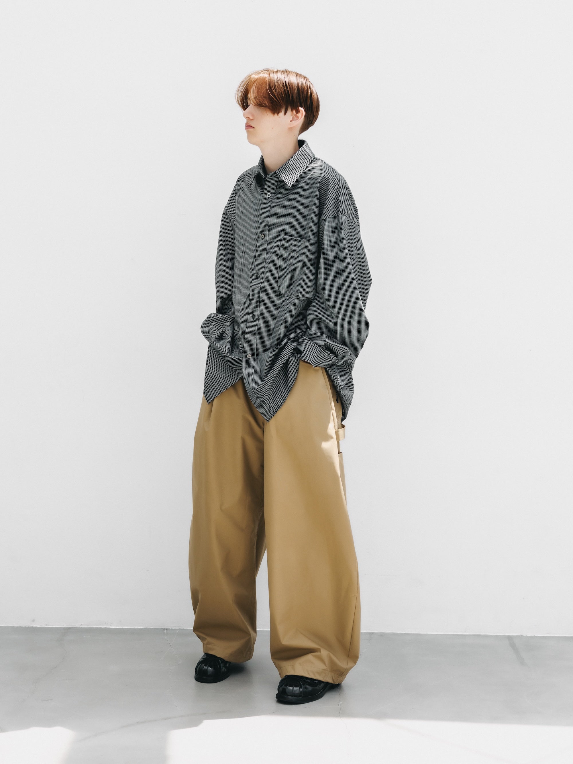 MINI GRID CHECK 36G KNIT EVERYDAY L/S SHIRT (BLACK×WHITE)