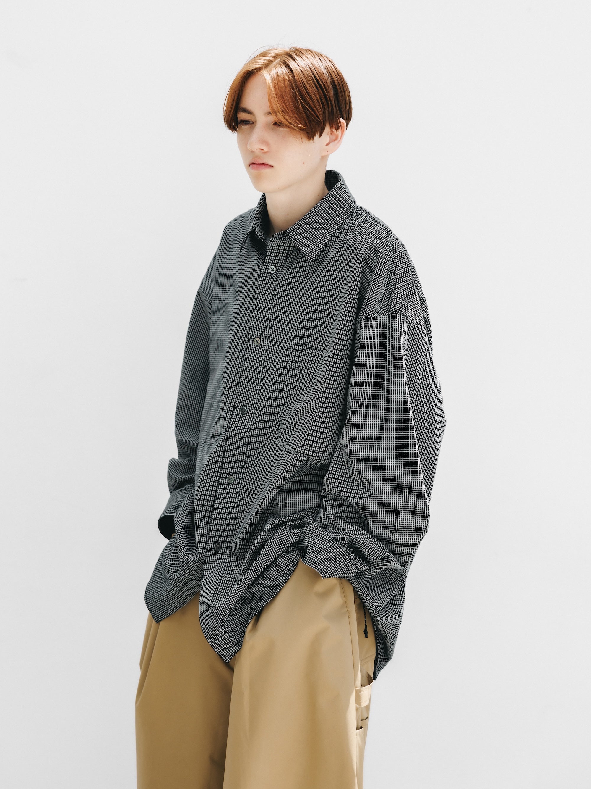 MINI GRID CHECK 36G KNIT EVERYDAY L/S SHIRT (BLACK×WHITE)