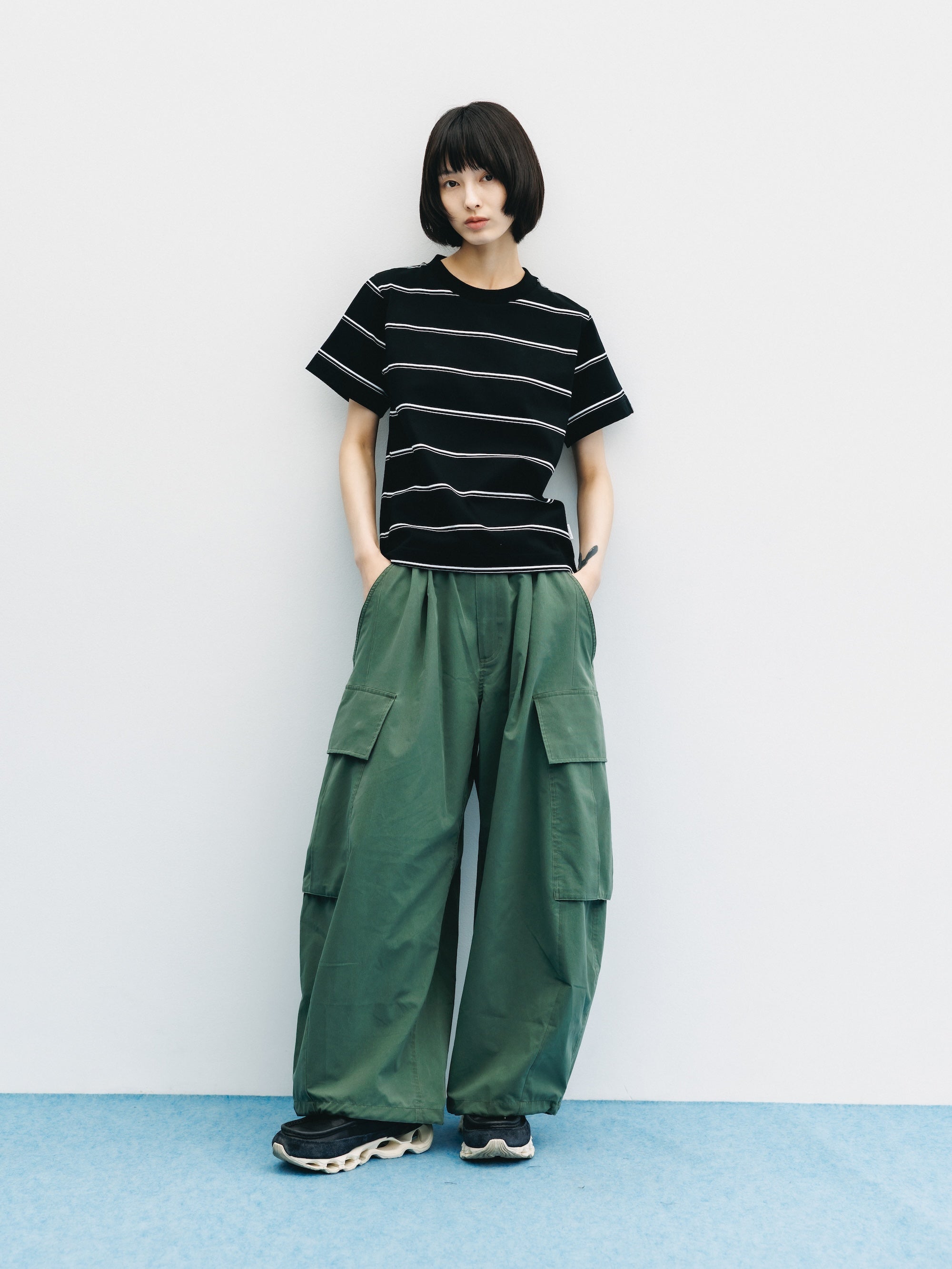 【5.20 WED 20:00- IN STOCK】VINTAGE EFFECT COOLDOTS® CITY MEGA POCKET BALLOON CARGO PANTS(OLIVE)