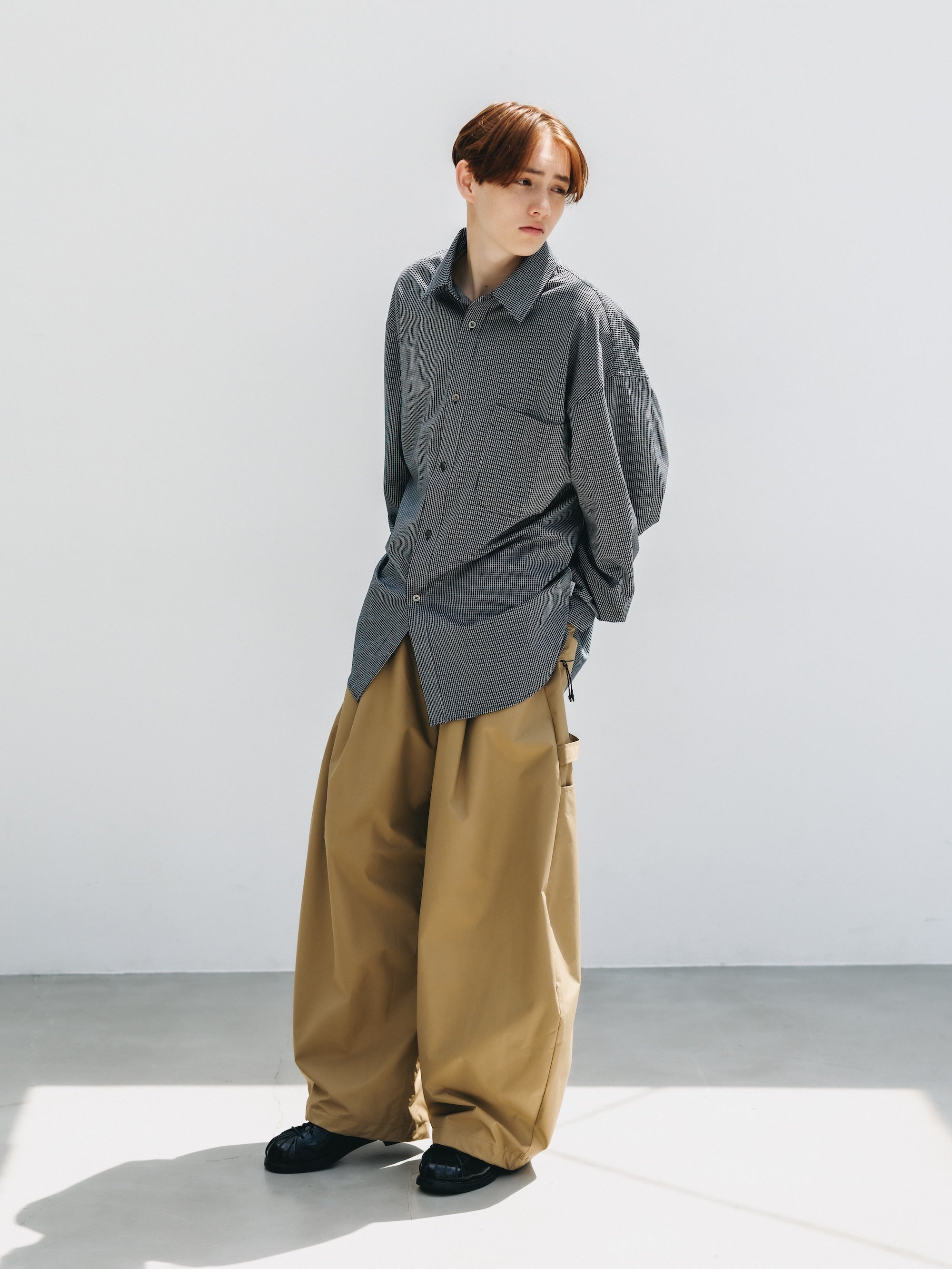 MINI GRID CHECK 36G KNIT EVERYDAY L/S SHIRT (BLACK×WHITE)