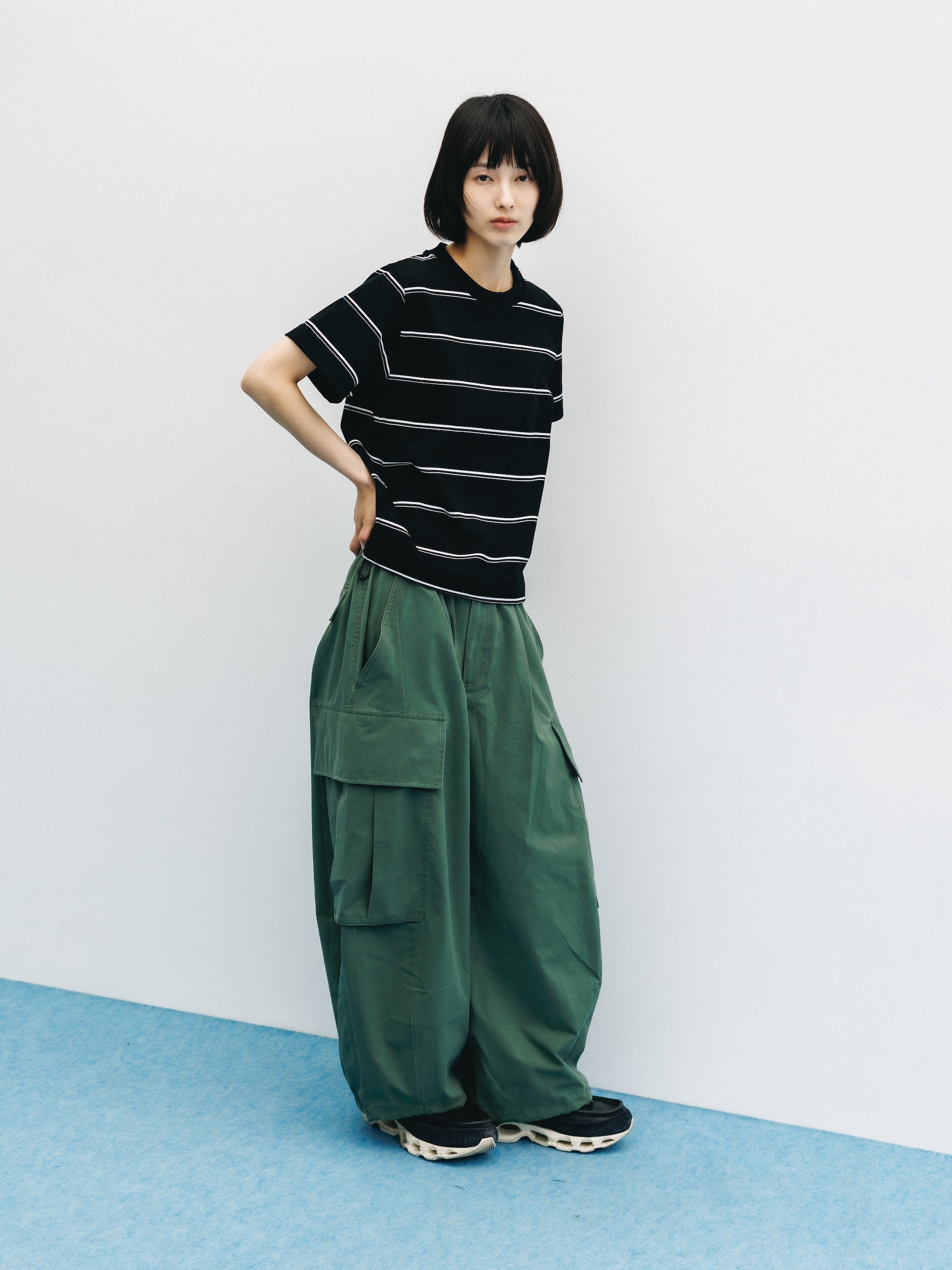 【5.20 WED 20:00- IN STOCK】VINTAGE EFFECT COOLDOTS® CITY MEGA POCKET BALLOON CARGO PANTS(OLIVE)