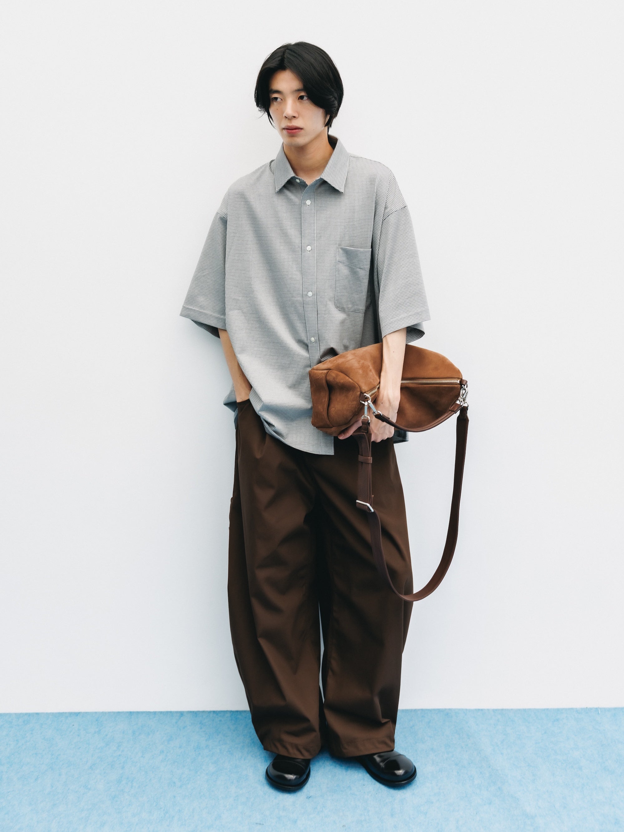 【6.17 WED 20:00- IN STOCK】MINI GRID CHECK 36G KNIT EVERYDAY S/S SHIRT (WHITE×BLACK)