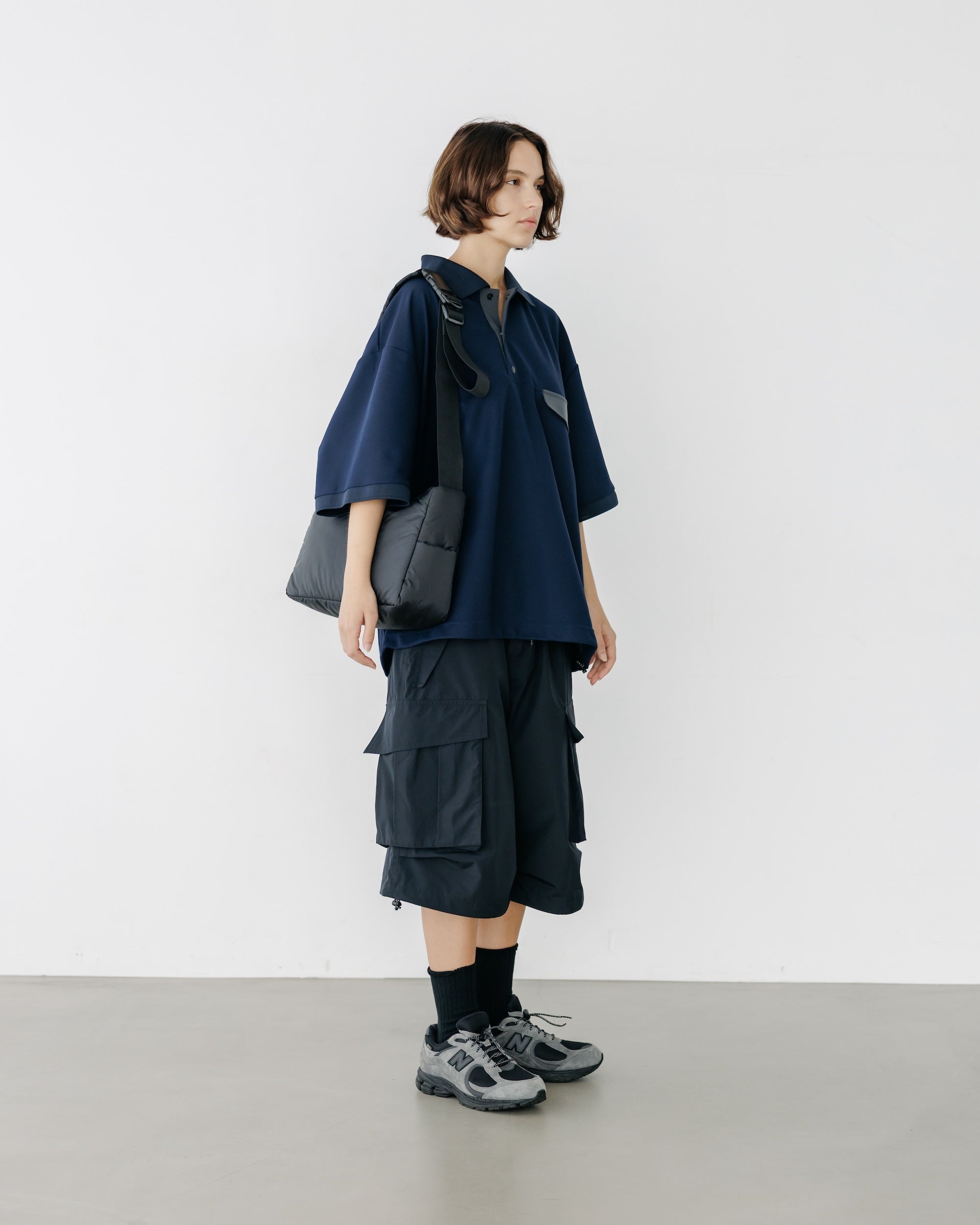 【8.20 WED 20:00- IN STOCK】ACTIVE CITY S/S SNAP POLO SHIRT (NAVY)