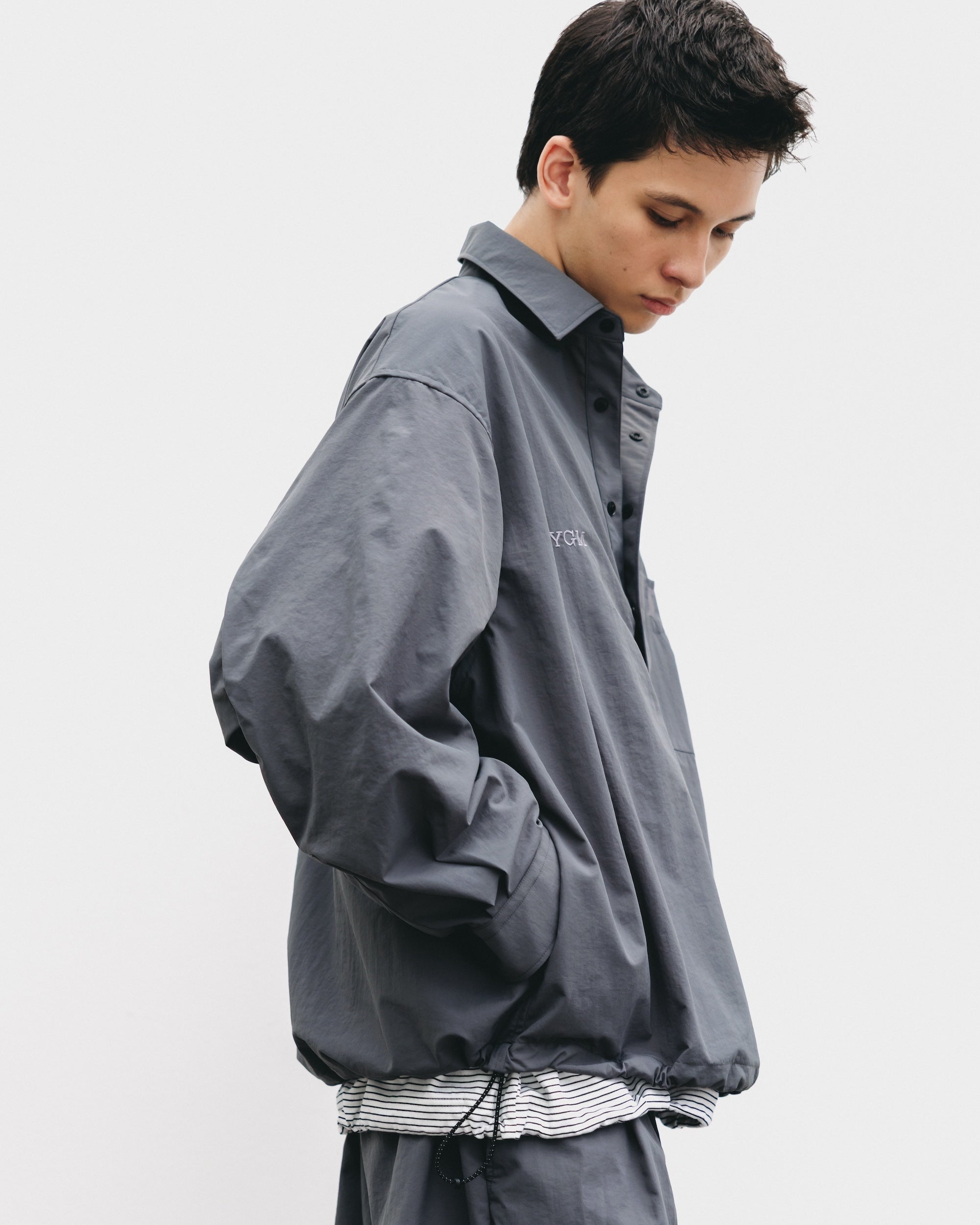 【10.15 WED 20:00- IN STOCK】WATER REPELLENT NYLON CITY UNIFORM L/S PULLOVER SHIRT FOR YGM (GRAY×GRAY)