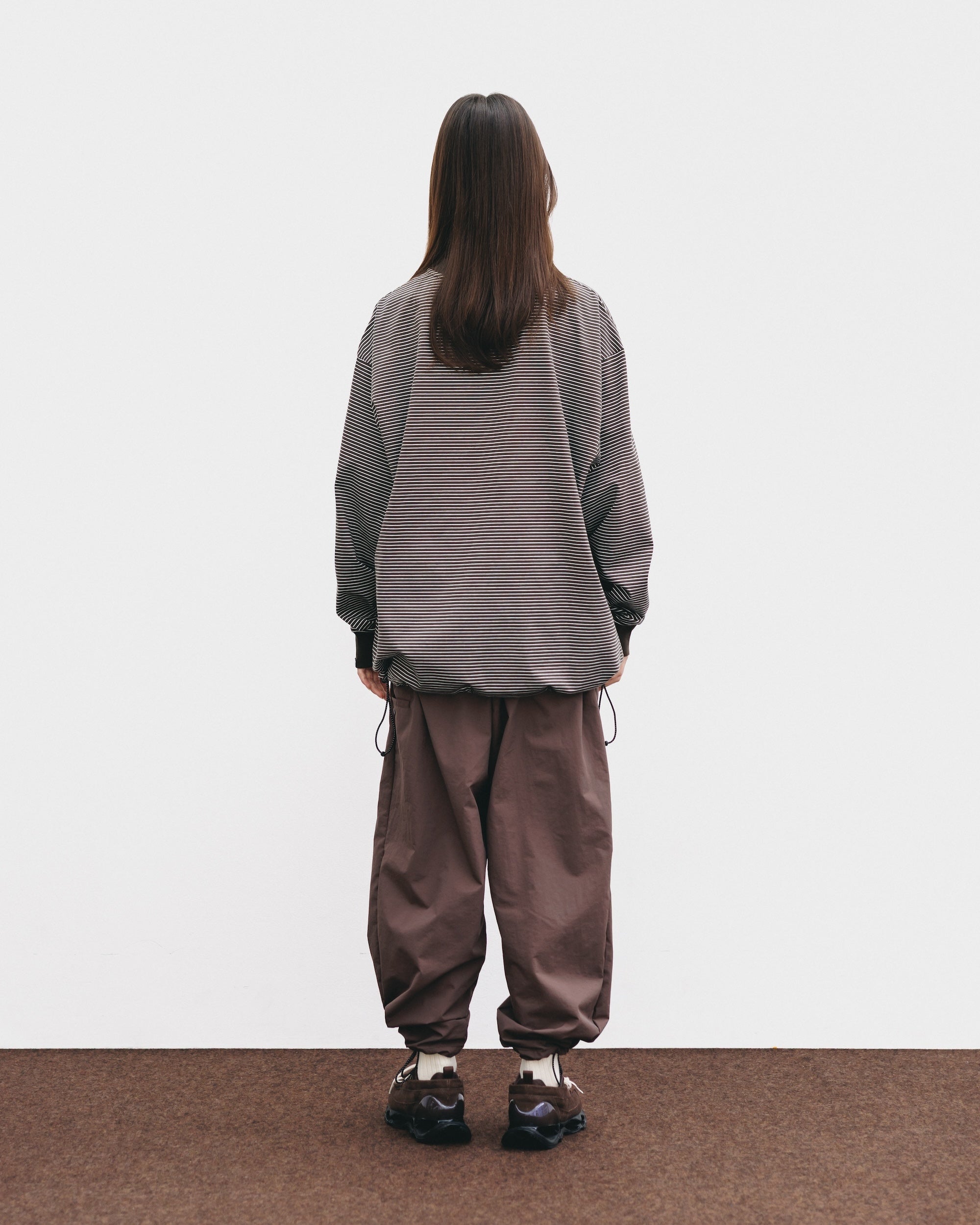 【10.15 WED 20:00- IN STOCK】WATER REPELLENT NYLON CITY UNIFORM WIDE TAPERED PANTS FOR YGM (BROWN×ORANGE)