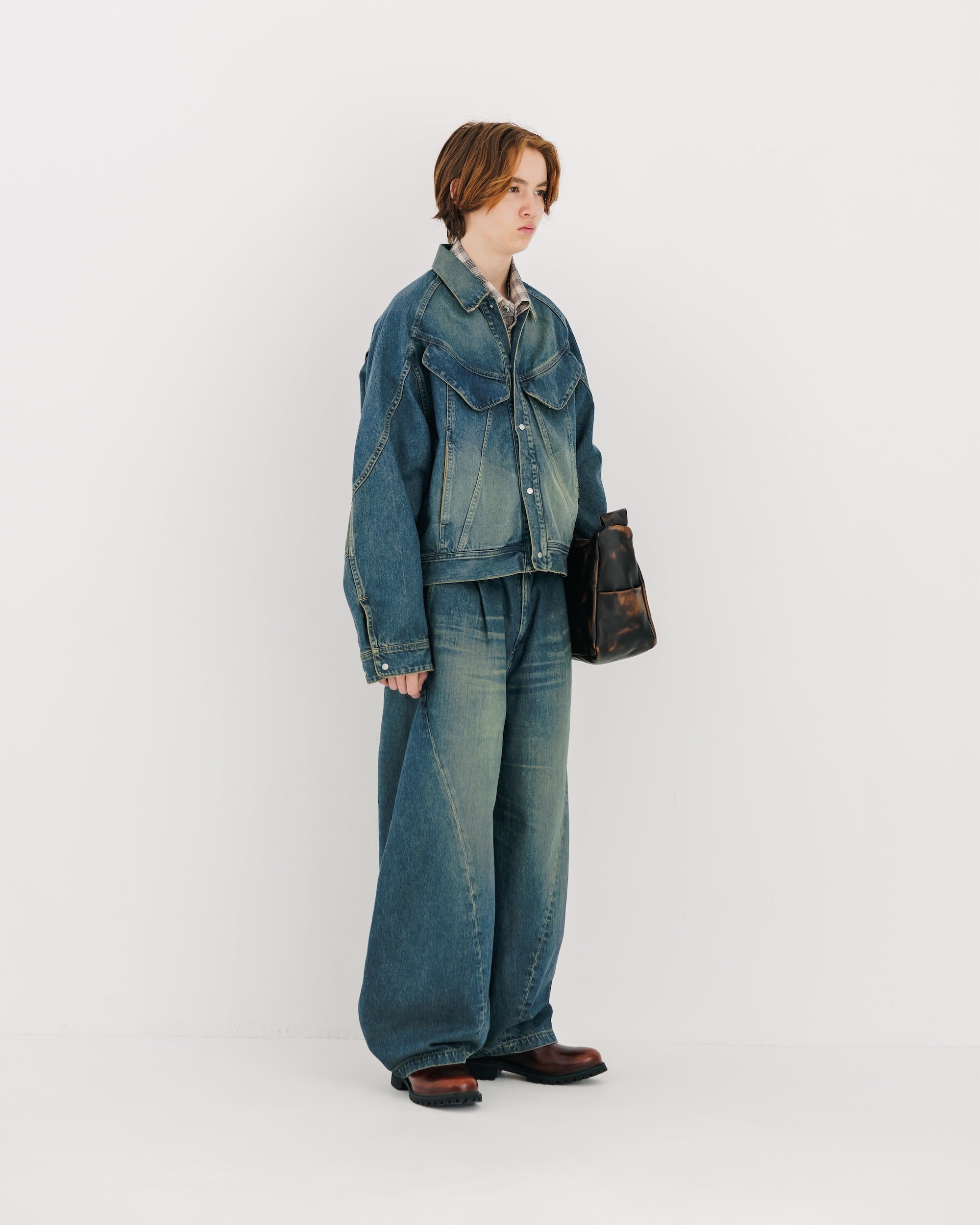 VINTAGE DYED SELVEDGE DENIM MASSIVE TWISTED PANTS (VINTAGE INDIGO)