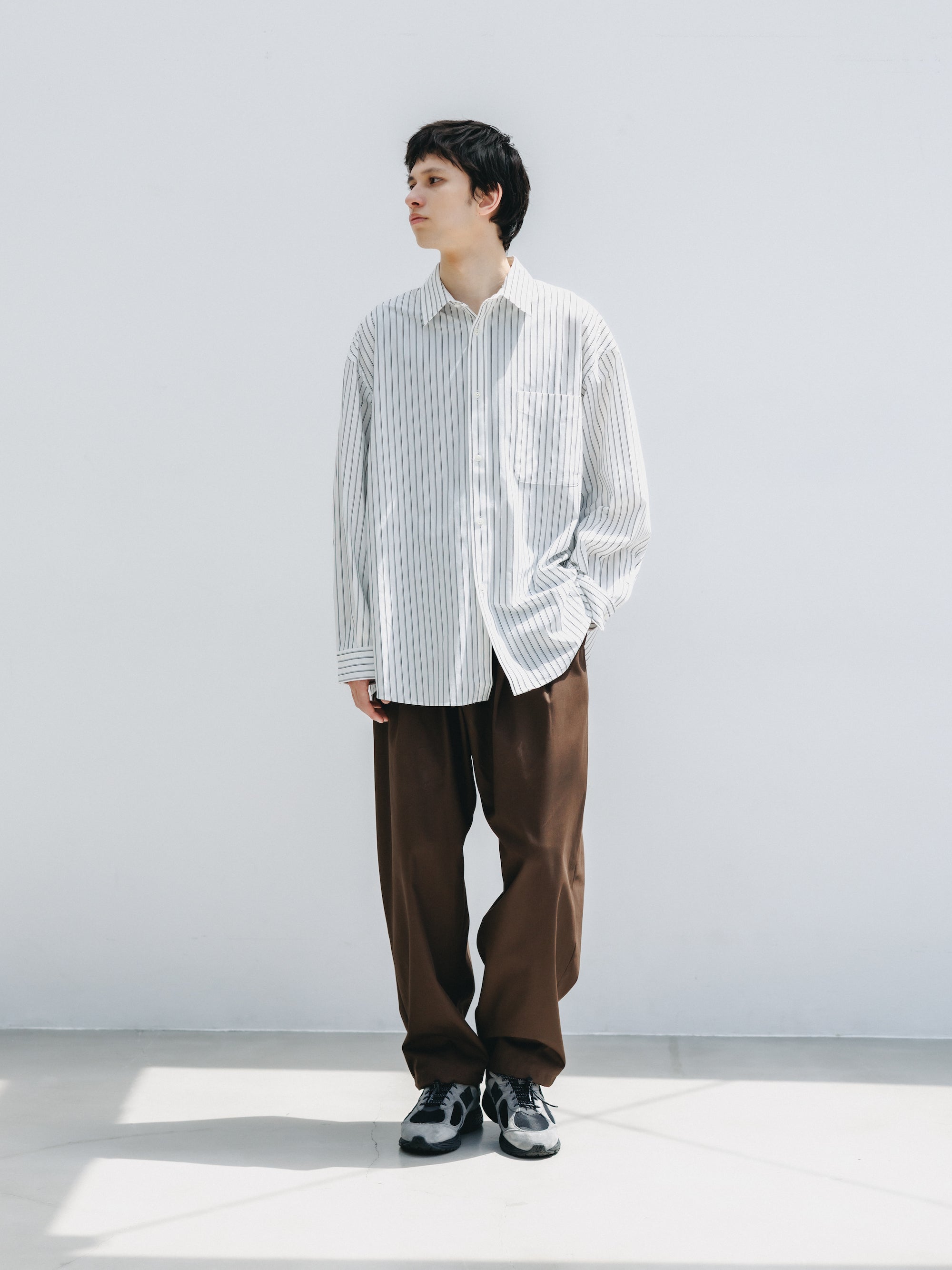 T/C GABARDINE CITY UNIFORM WIDE TAPERED PANTS (BROWN)
