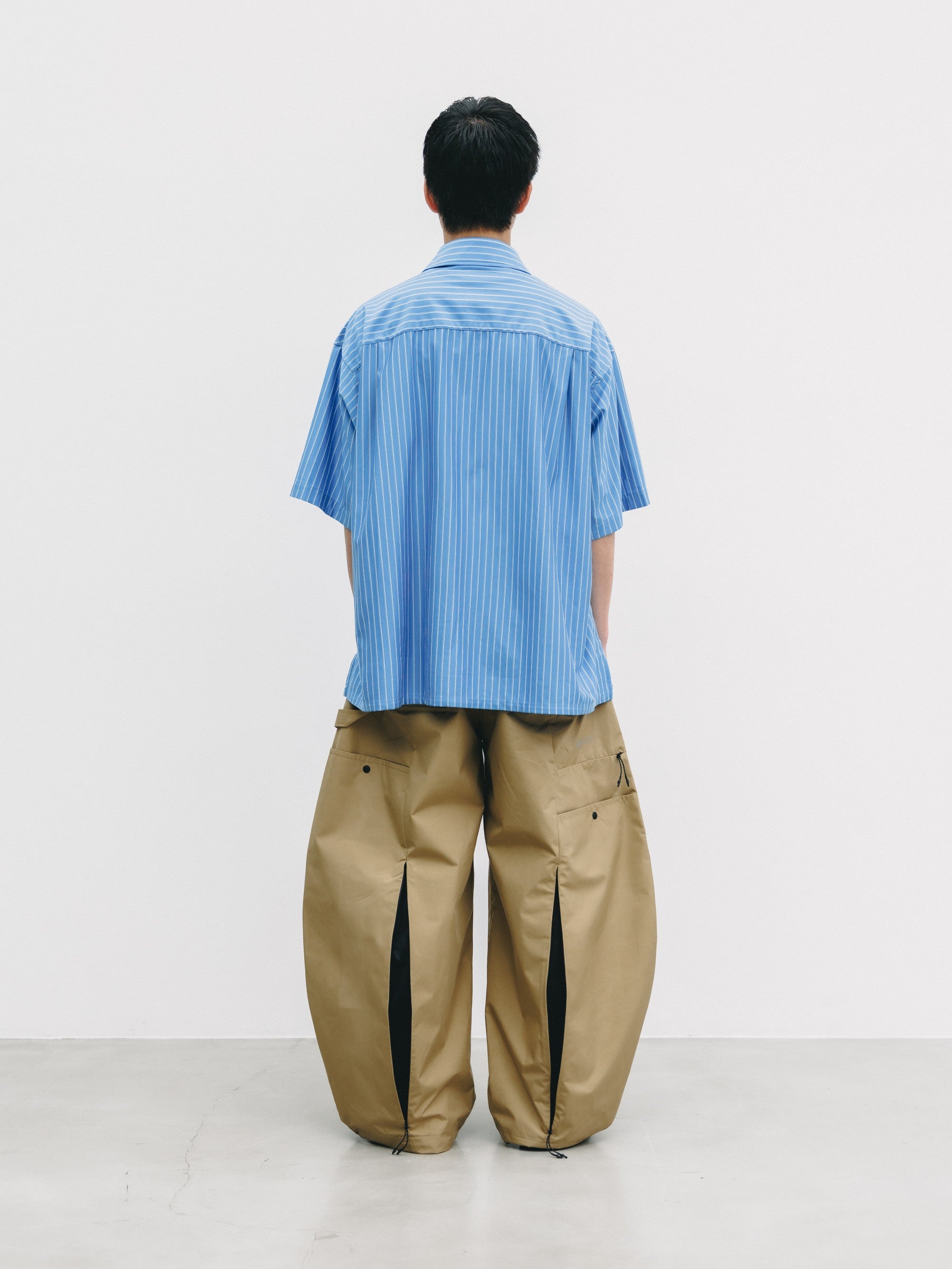 【6.27 SAT 20:00- IN STOCK】THICK/THIN STRIPE 46G KNIT EVERYDAY ZIP UP S/S SHIRT (SAX BLUE STRIPE)