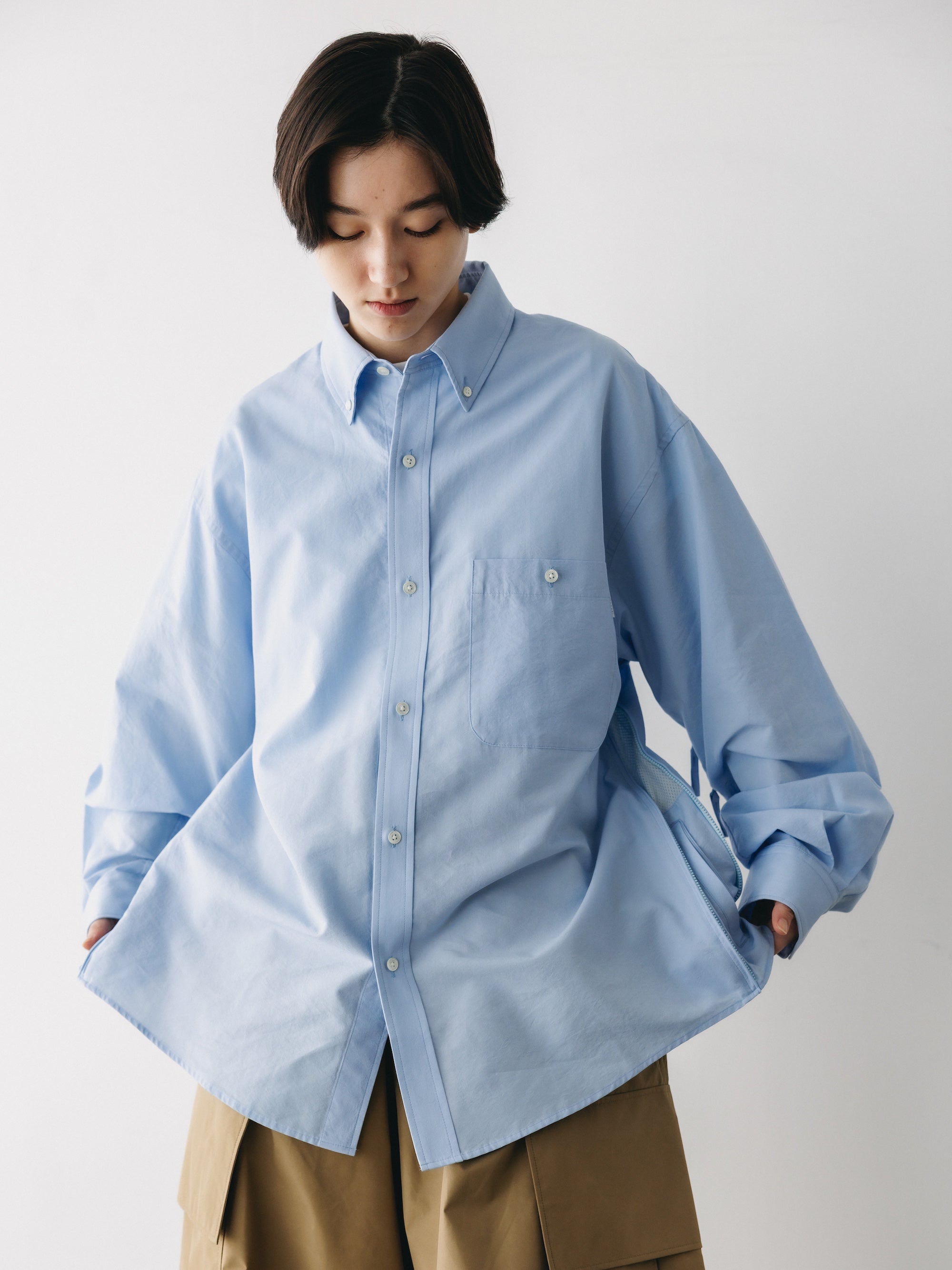 VENTILATION L/S B.D.SHIRT (SAX BLUE)