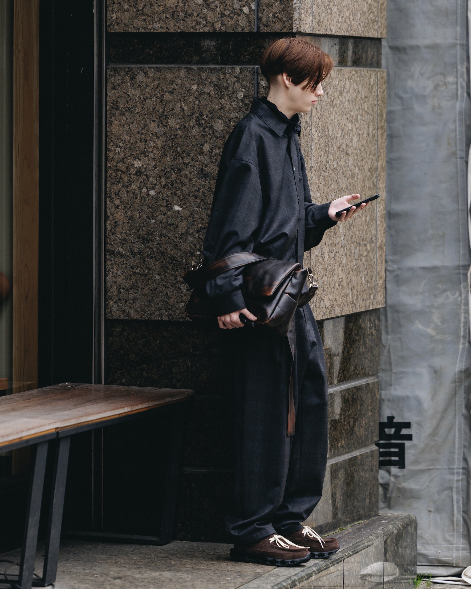 【1.28 WED 20:00- IN STOCK】WOOL GLEN PLAID CITY UNIFORM WIDE TAPERED PANTS