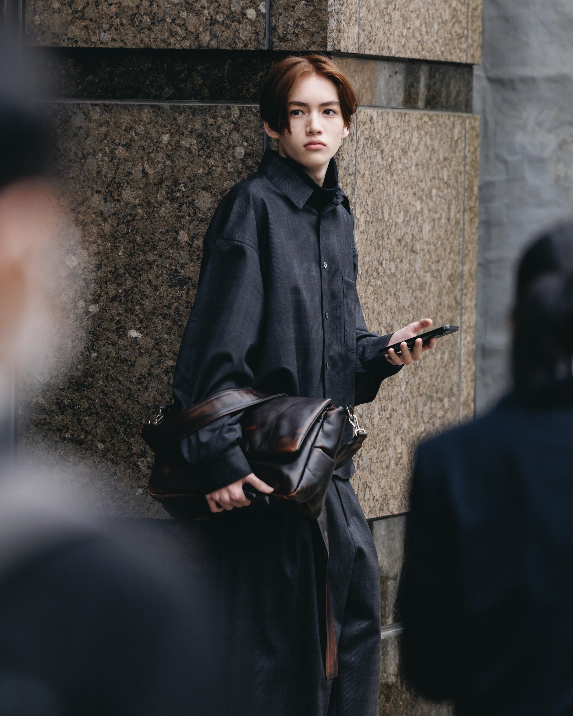 【1.28 WED 20:00- IN STOCK】LIGHT WOOL CROPPED LENGTH EVERYDAY L/S SHIRT (GLEN CHECK(GRAY))