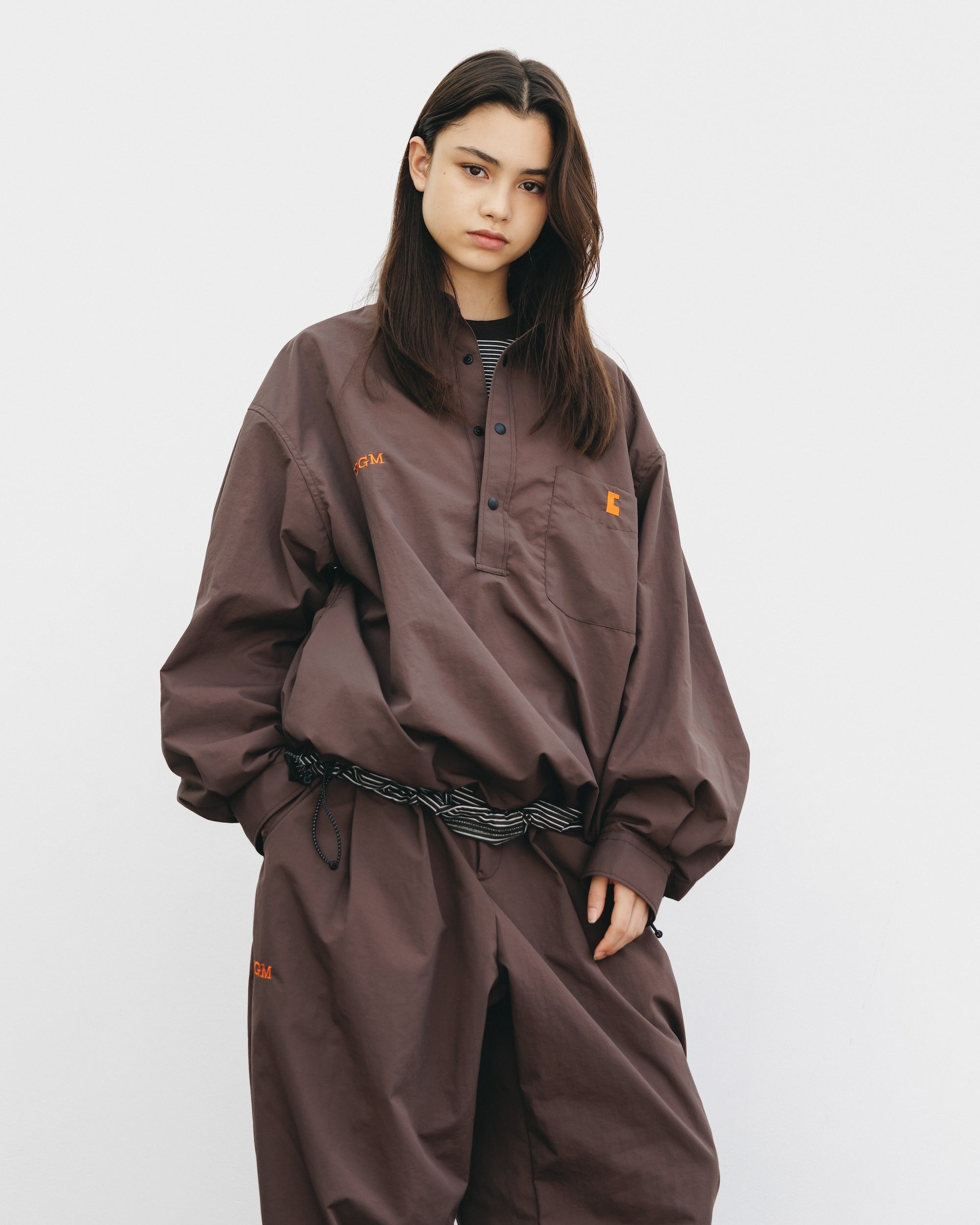 【10.15 WED 20:00- IN STOCK】WATER REPELLENT NYLON CITY UNIFORM L/S PULLOVER SHIRT FOR YGM (BROWN×ORANGE)