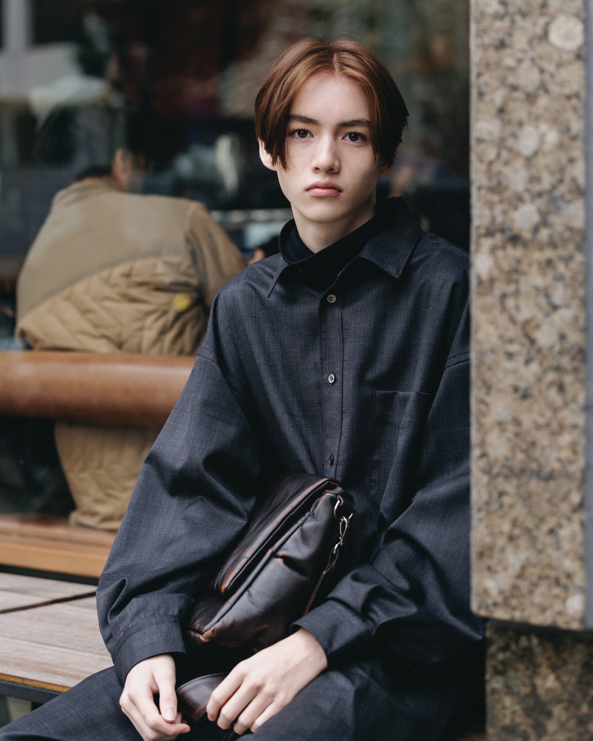 【1.28 WED 20:00- IN STOCK】LIGHT WOOL CROPPED LENGTH EVERYDAY L/S SHIRT (GLEN CHECK(GRAY))