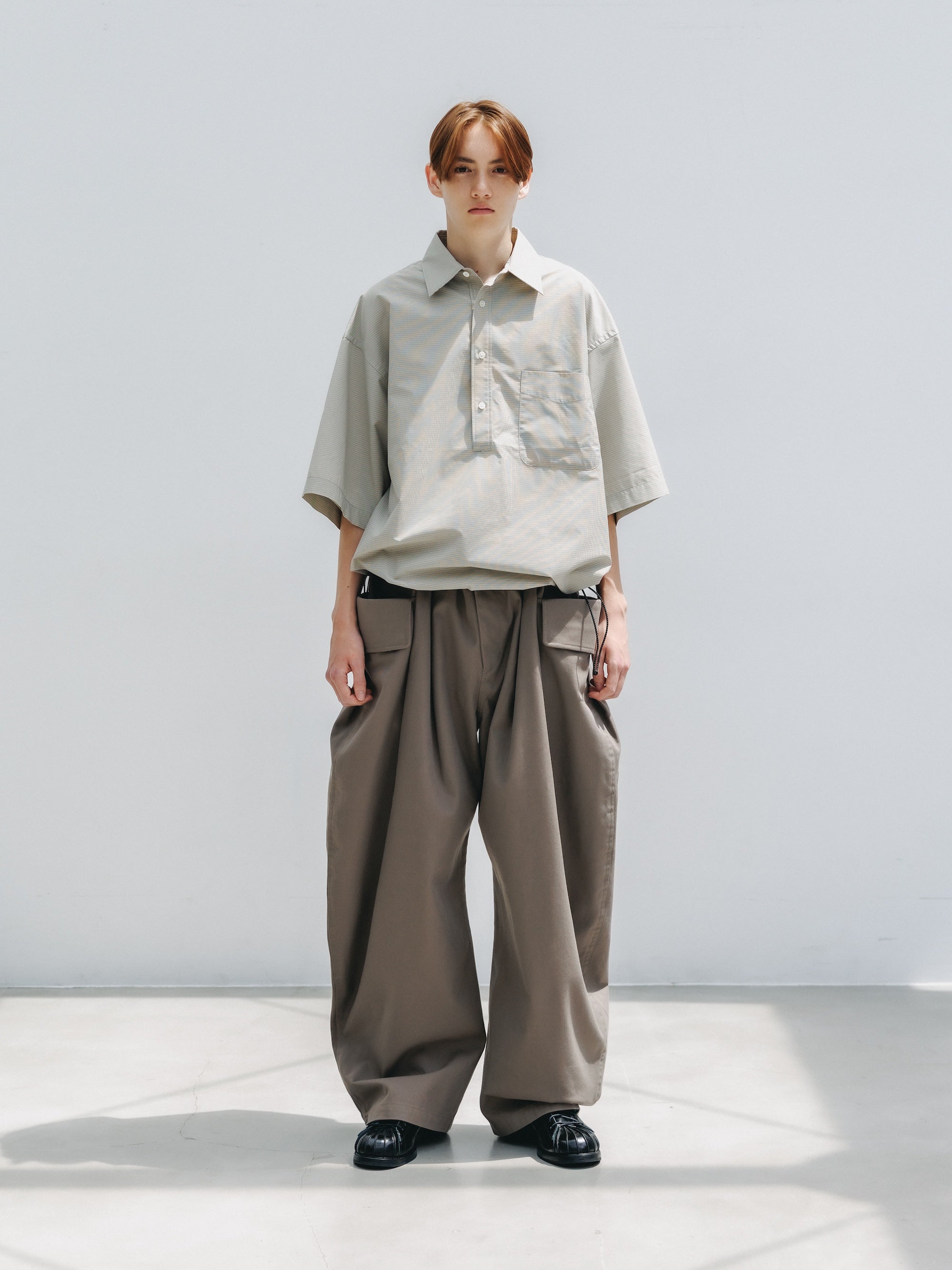 【4.25 SAT 20:00- IN STOCK】MINI PLAID S/S PULLOVER SHIRT (BEIGE)