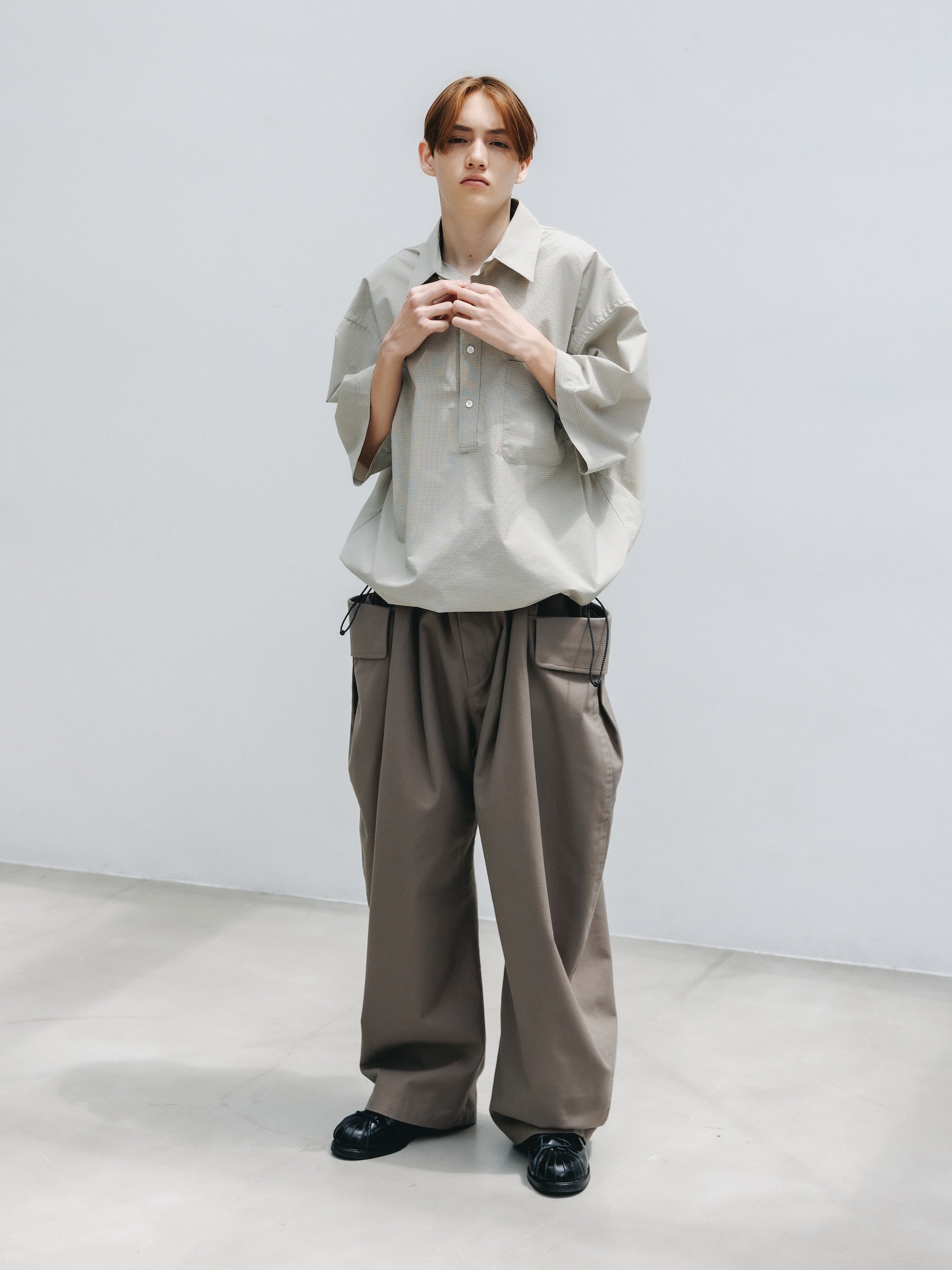 【4.25 SAT 20:00- IN STOCK】MINI PLAID S/S PULLOVER SHIRT (BEIGE)